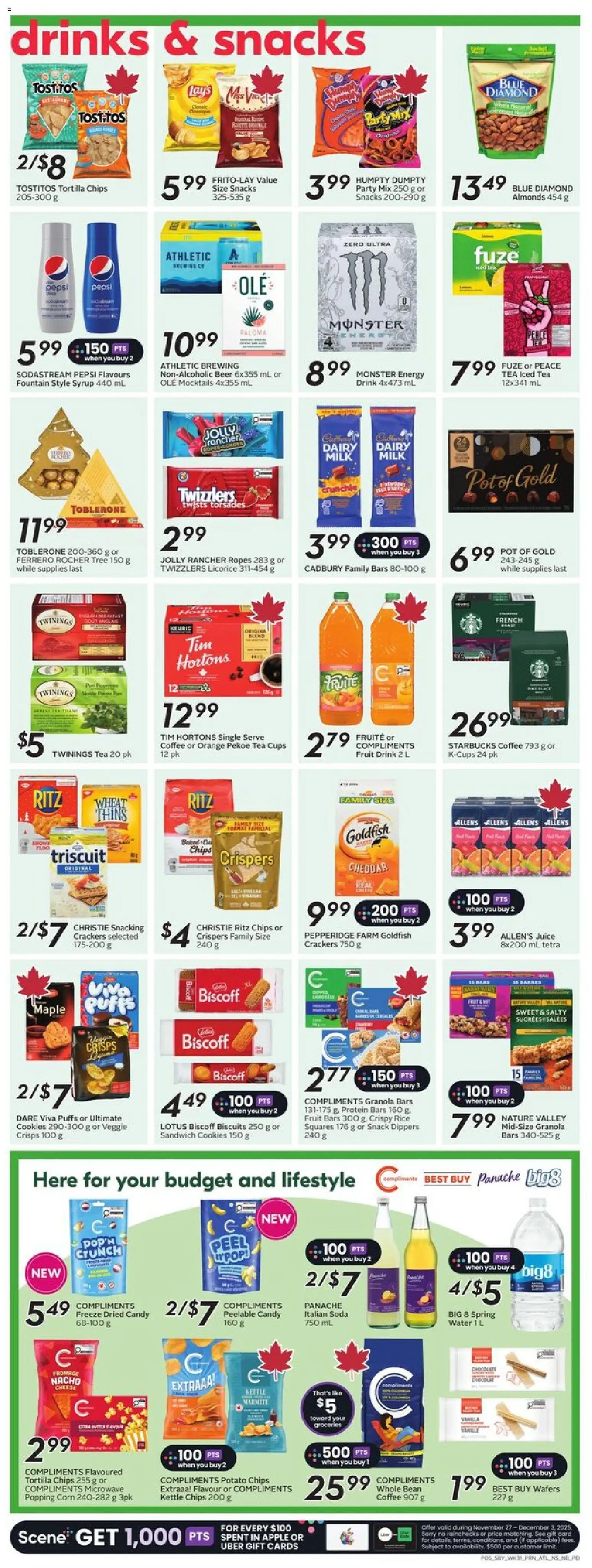 Sobeys flyer valid from 27.11.2025 | Page: 8 | Products: Rice, Cookies, Kettle, Milk