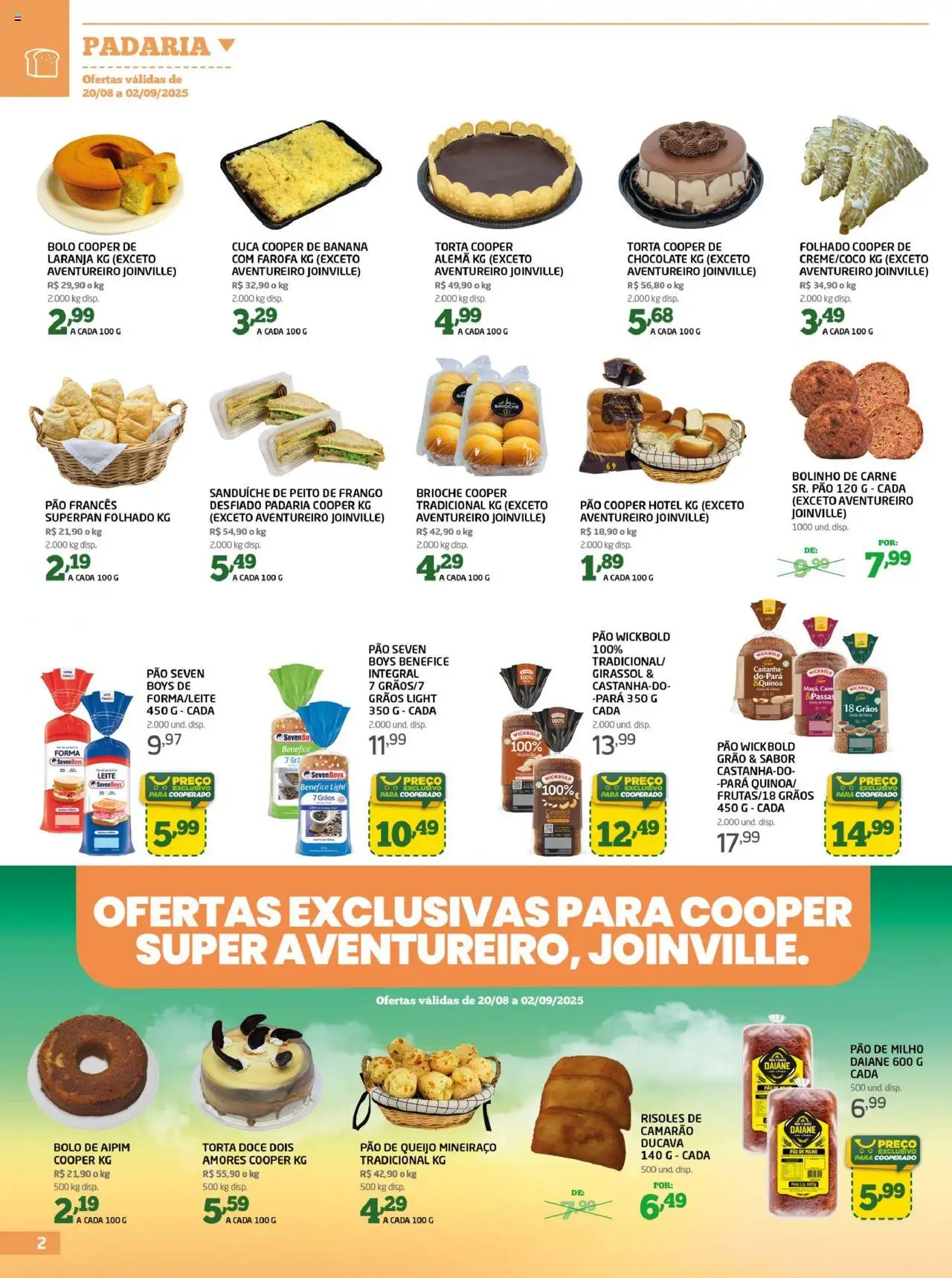 Cooper Folheto - válido de 20.08.2025 | Página: 2 | Produtos: Aipim, Leite, Pão, Frango
