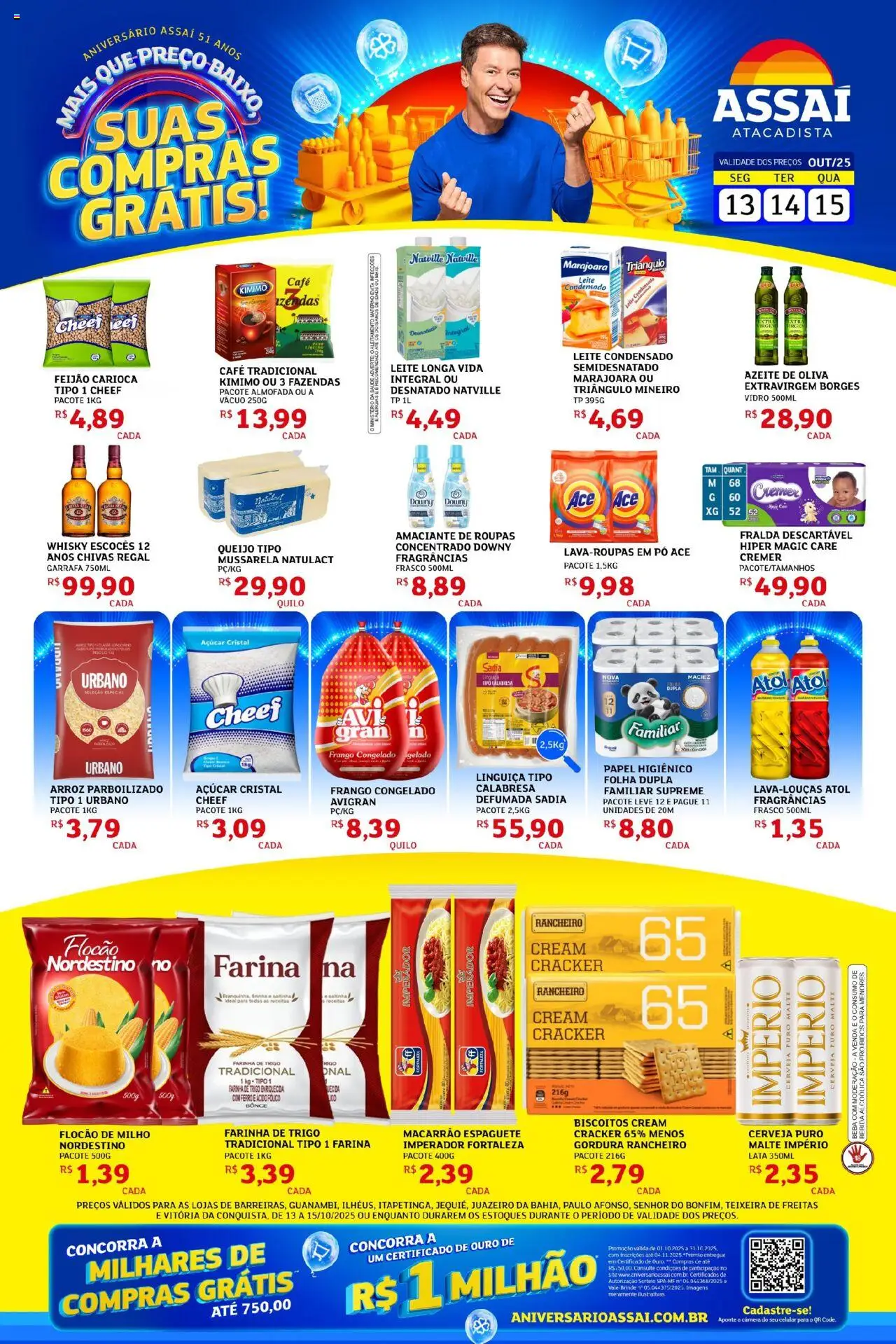 Assaí Atacadista Folheto - válido de 13.10.2025 | Página: 1 | Produtos: Pó, Amaciante de roupas, Cerveja, Roupas