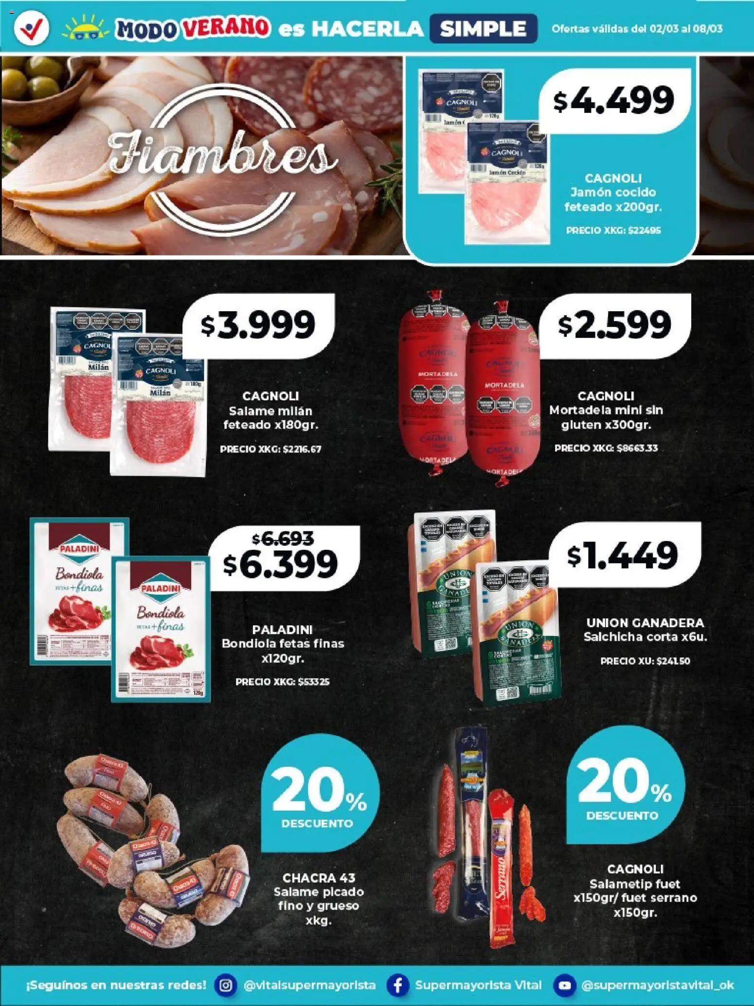 Vital - Especial de frescos │ válido desde el 02.03.2026 | Página: 8 | Productos: Mortadela, Salchicha, Jamón, Salame