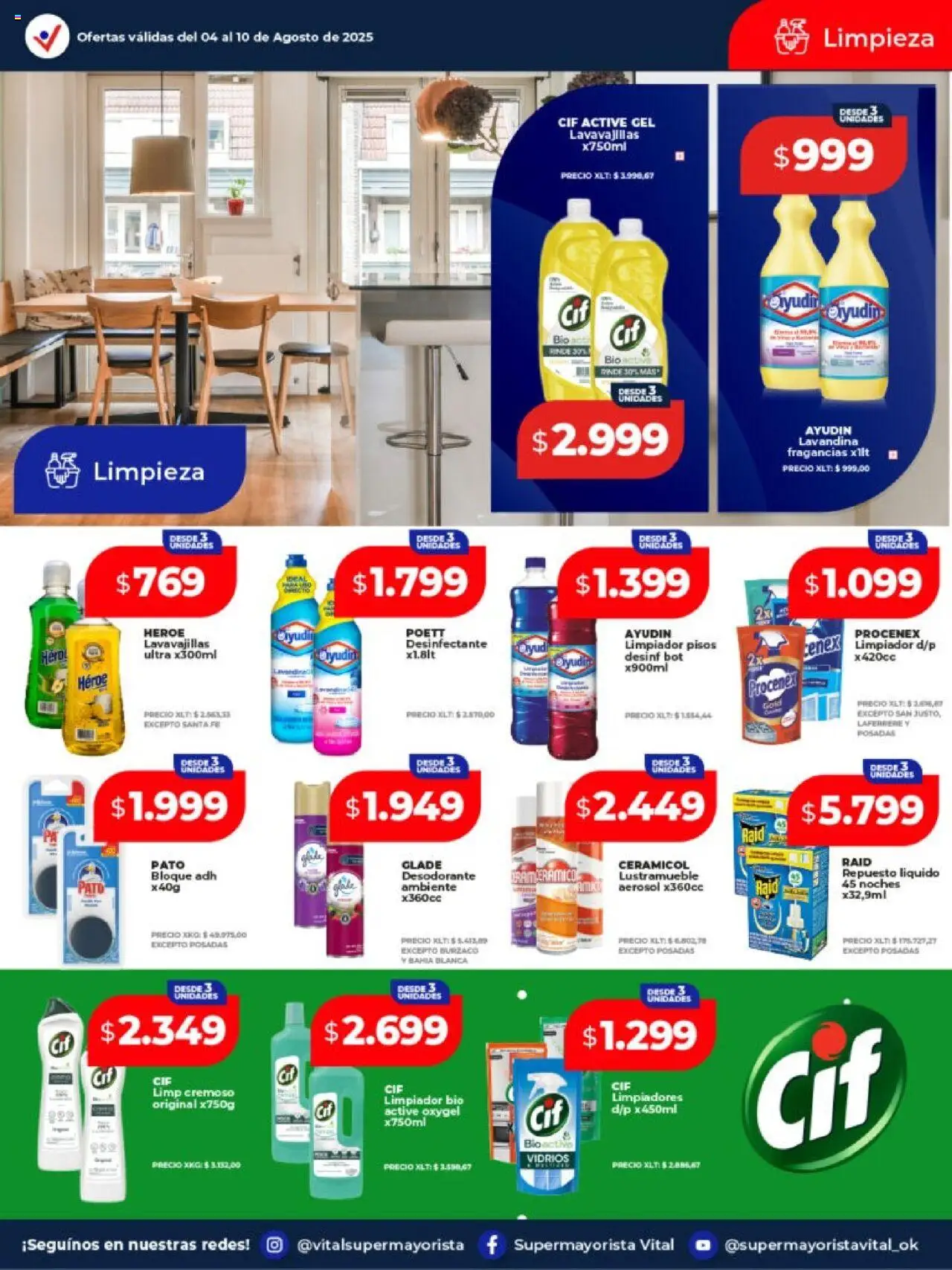 Vital - Ofertas │ válido desde el 04.08.2025 | Página: 7 | Productos: Desinfectante, Lavandina, Lavavajillas, Desodorante