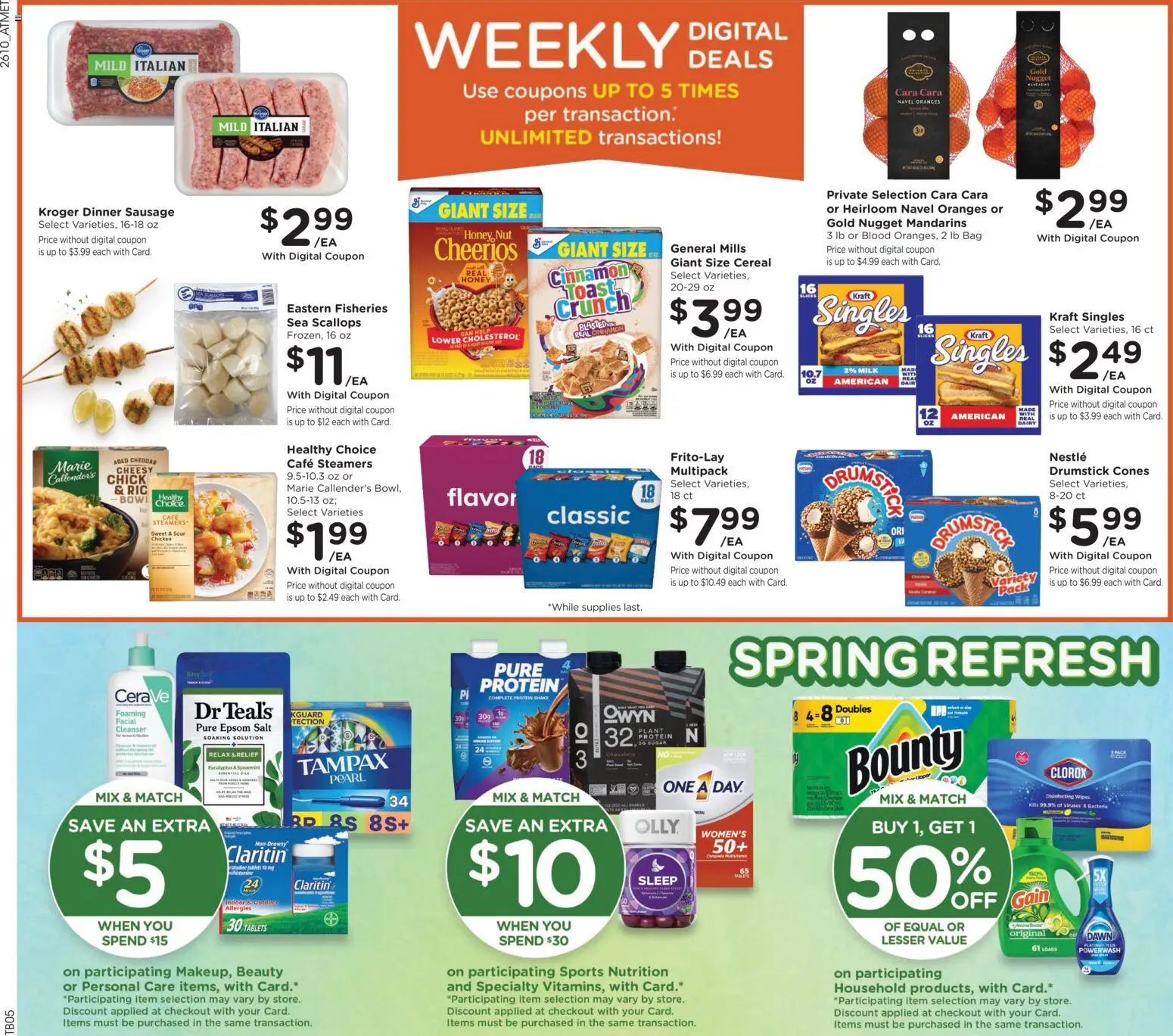 Kroger Weekly Ad - valid from 08.04.2026 | Page: 2 | Products: Mandarins, Milk, Oranges, Bag