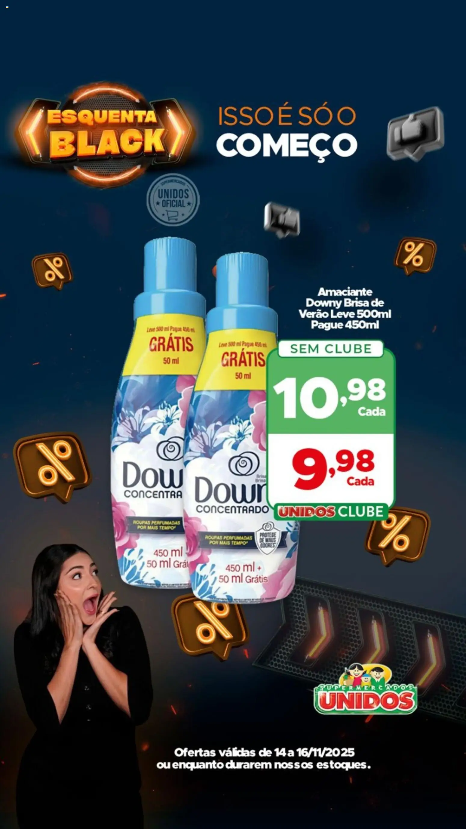 Supermercados Unidos Folheto - válido de 14.11.2025 | Página: 13 | Produtos: Amaciante downy, Roupas, Amaciante