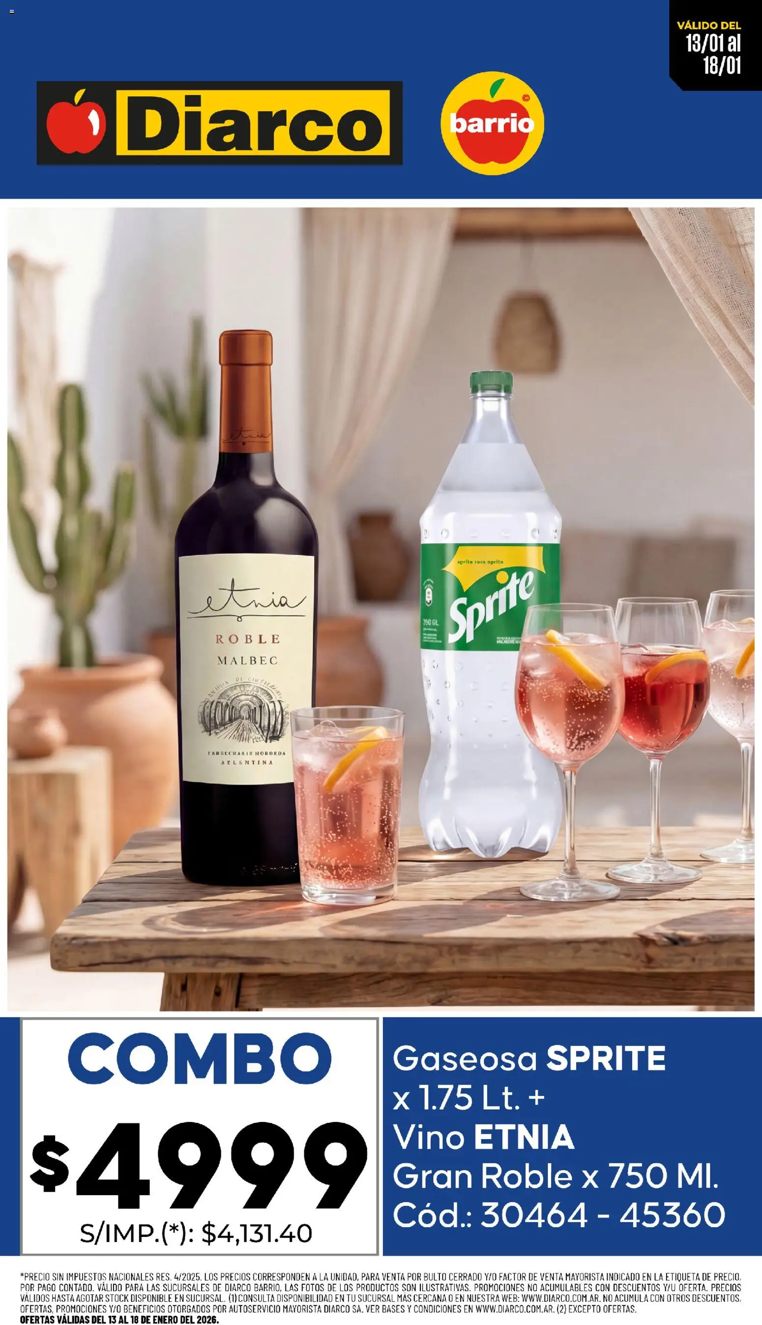 Diarco - Combo Tinto De Verano │ válido desde el 13.01.2026 | Página: 1 | Productos: Gaseosa, Vino