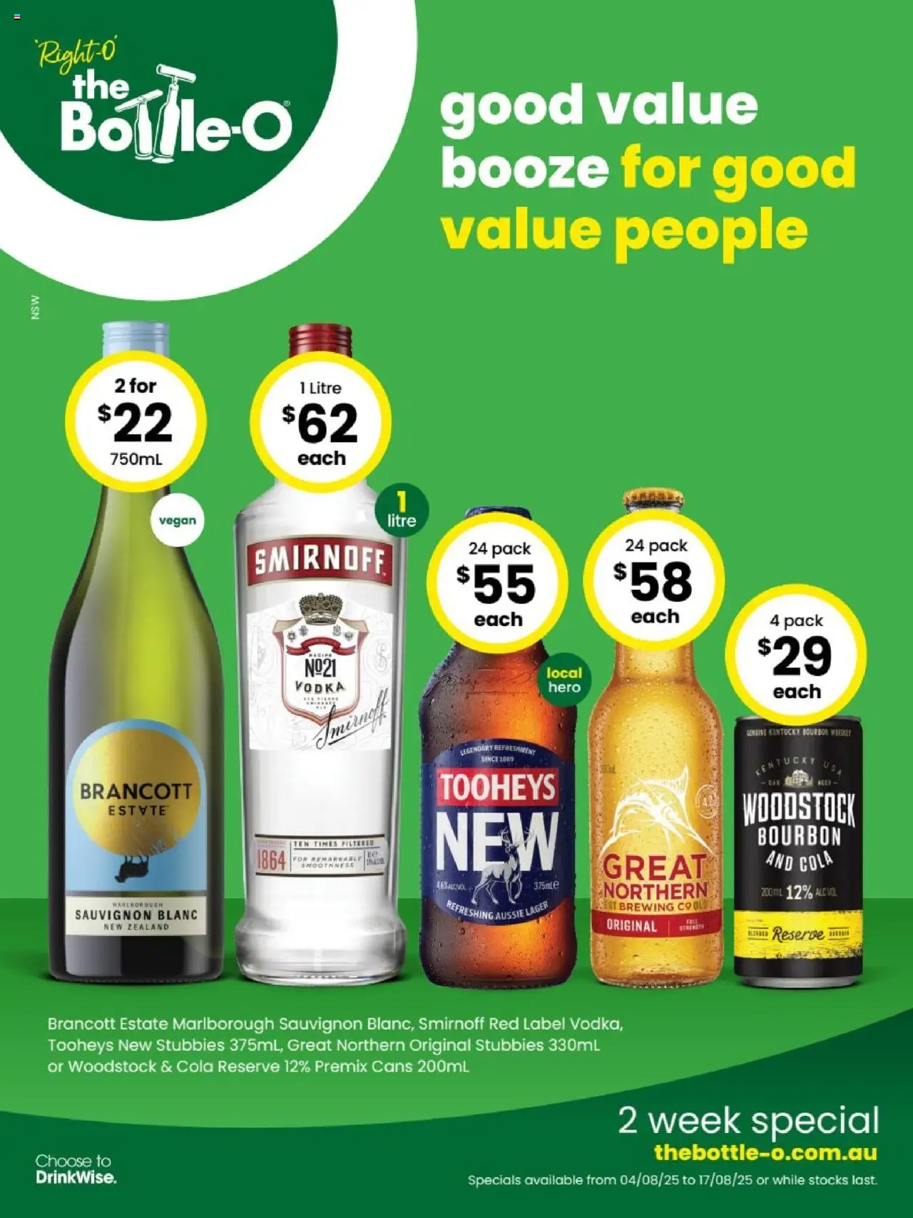 The Bottle-O catalogue - valid from 04.08.2025 | Page: 1 | Products: Bourbon, Vodka, Whiskey