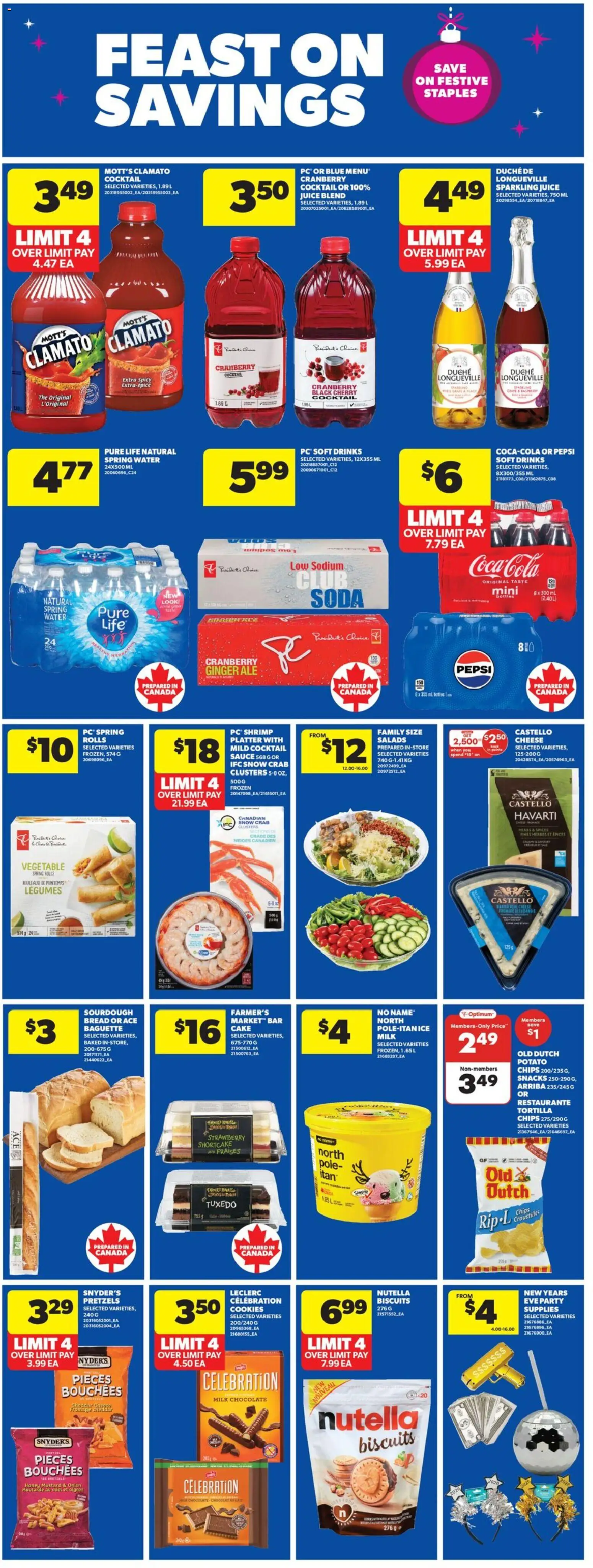 Real Canadian Superstore flyer valid from 18.12.2025 | Page: 8 | Products: Chips, Milk, Bread, Juice