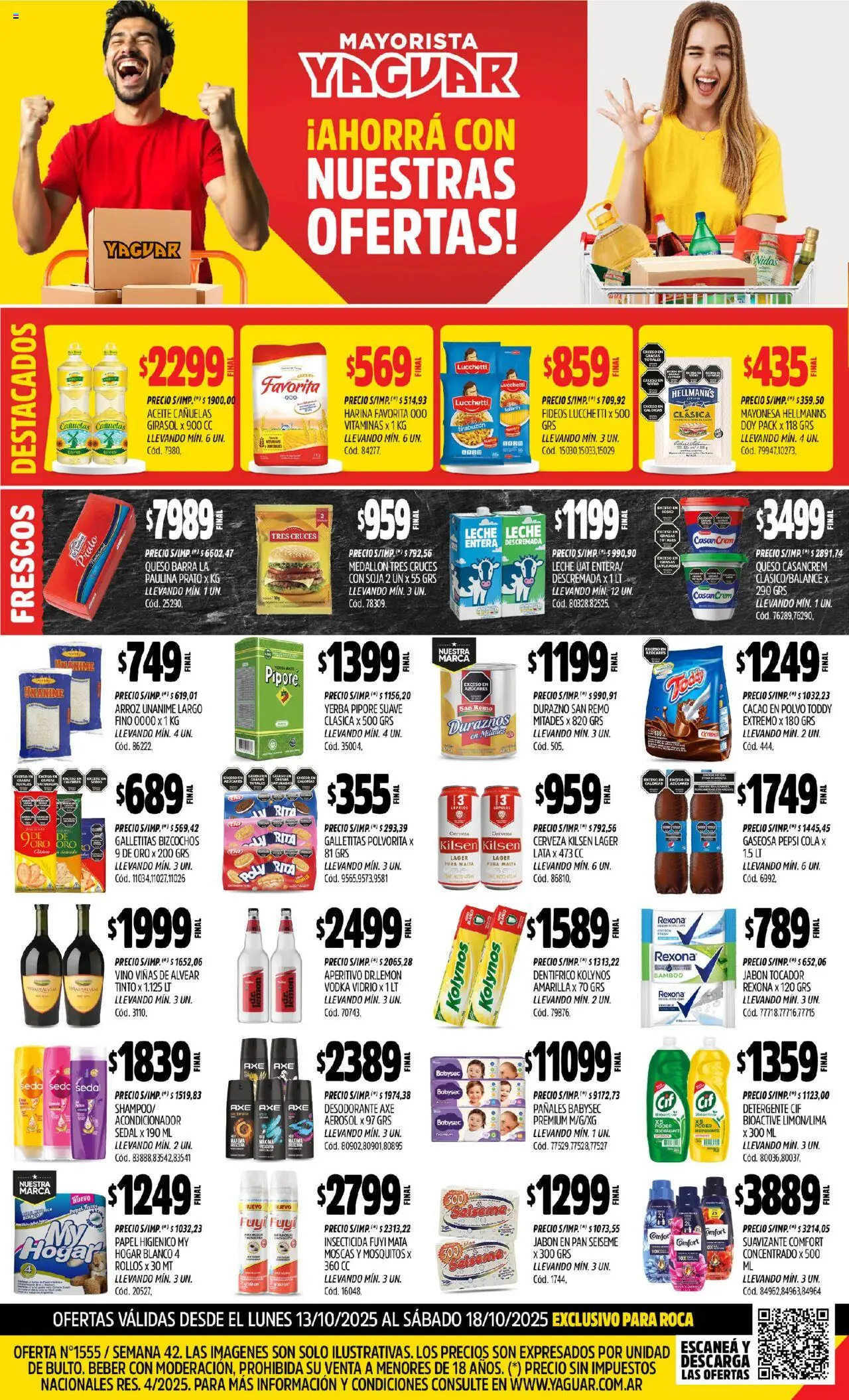 Yaguar - General Roca │ válido desde el 13.10.2025 | Página: 1 | Productos: Papel higiénico, Harina, Detergente, Pan