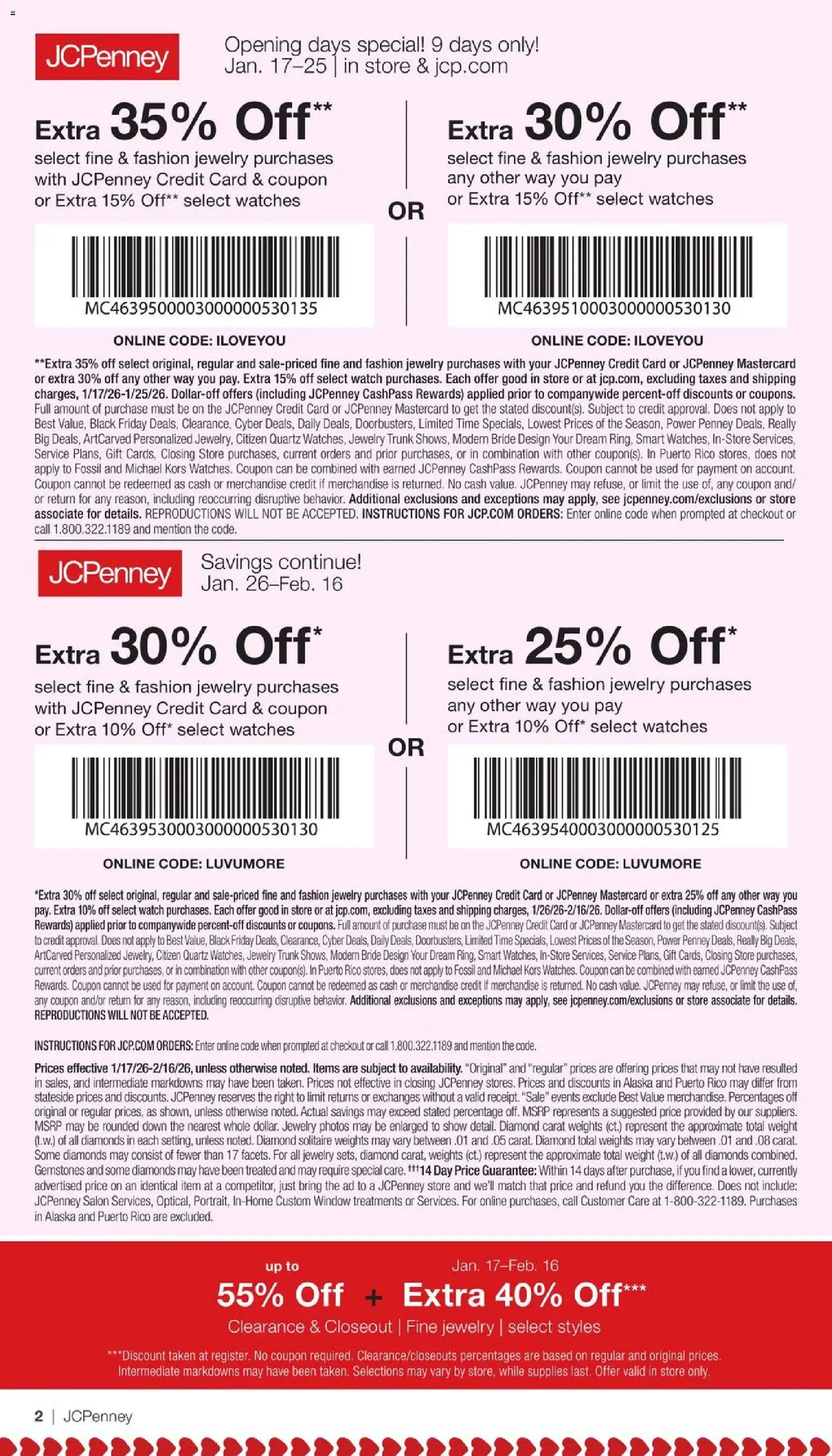 JCPenney Valentine’s Day Jewelry Sale - valid from 17.01.2026 | Page: 52 | Products: Watches, Watch, Weight