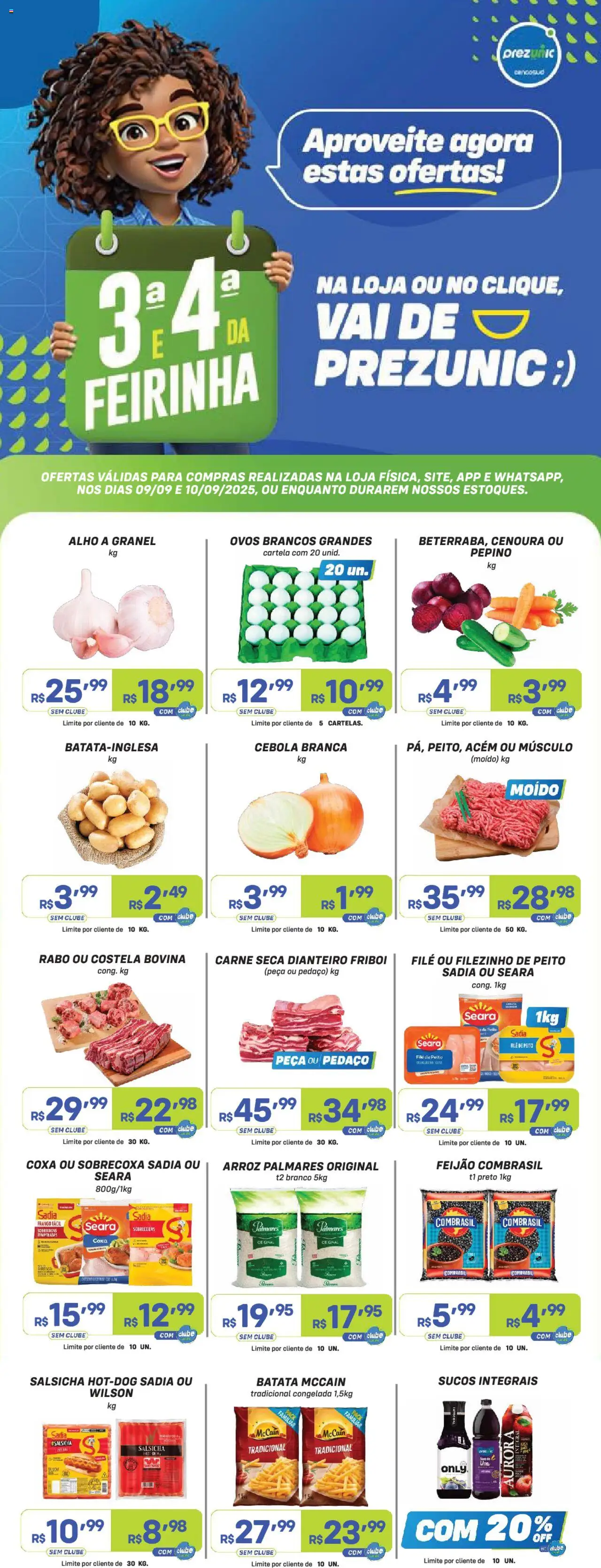Prezunic Folheto - válido de 09.09.2025 | Página: 1 | Produtos: Pó, Acém, Arroz, Cenoura