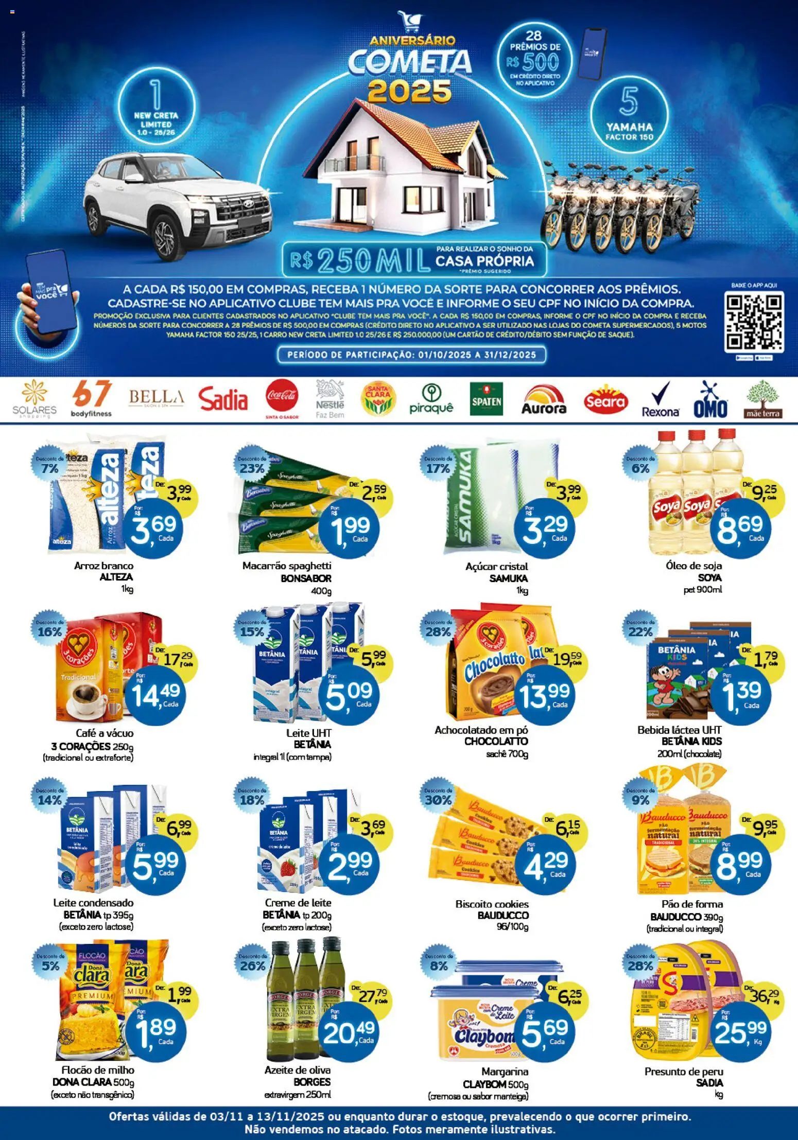 Cometa Supermercados Folheto - válido de 03.10.2025 | Página: 1 | Produtos: Pão, Café, Açúcar, Creme de leite