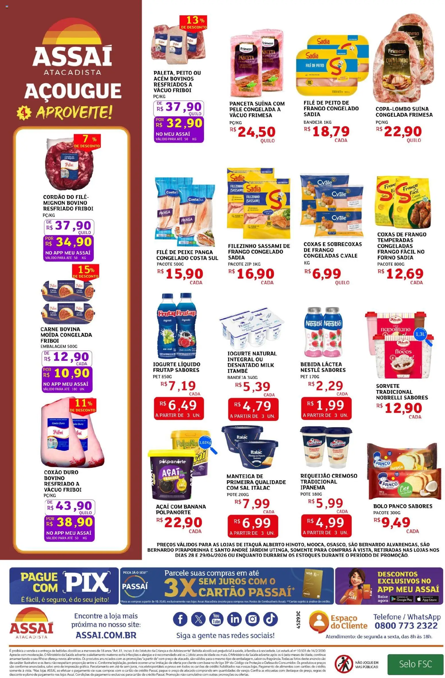 Assaí Atacadista Folheto - válido de 28.04.2026 | Página: 2 | Produtos: Base, Flocos, Telefone, Sal