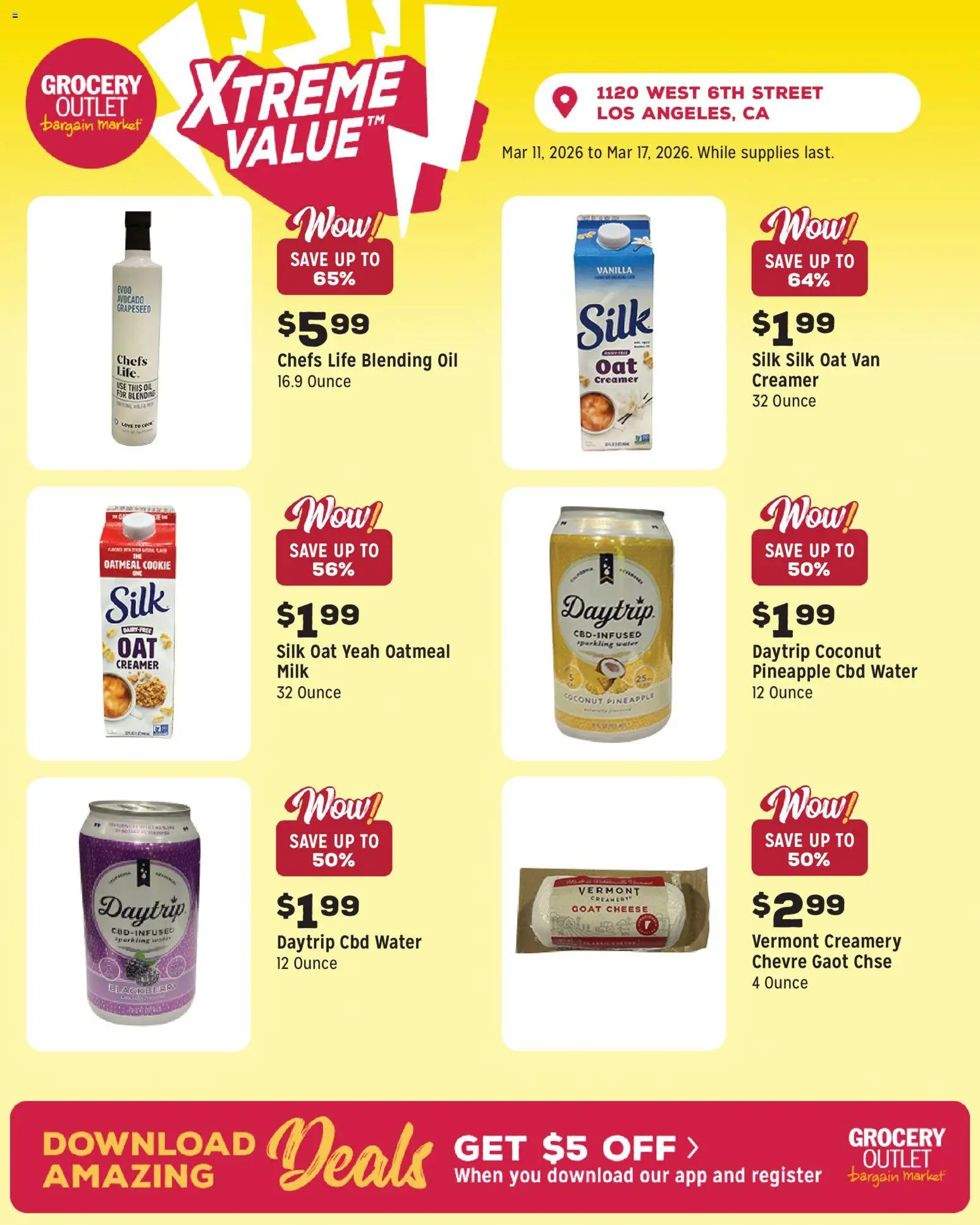 Grocery Outlet Weekly Ad - CA - valid from 11.03.2026 | Page: 6 | Products: Cheese, Pineapple, Avocado, Water