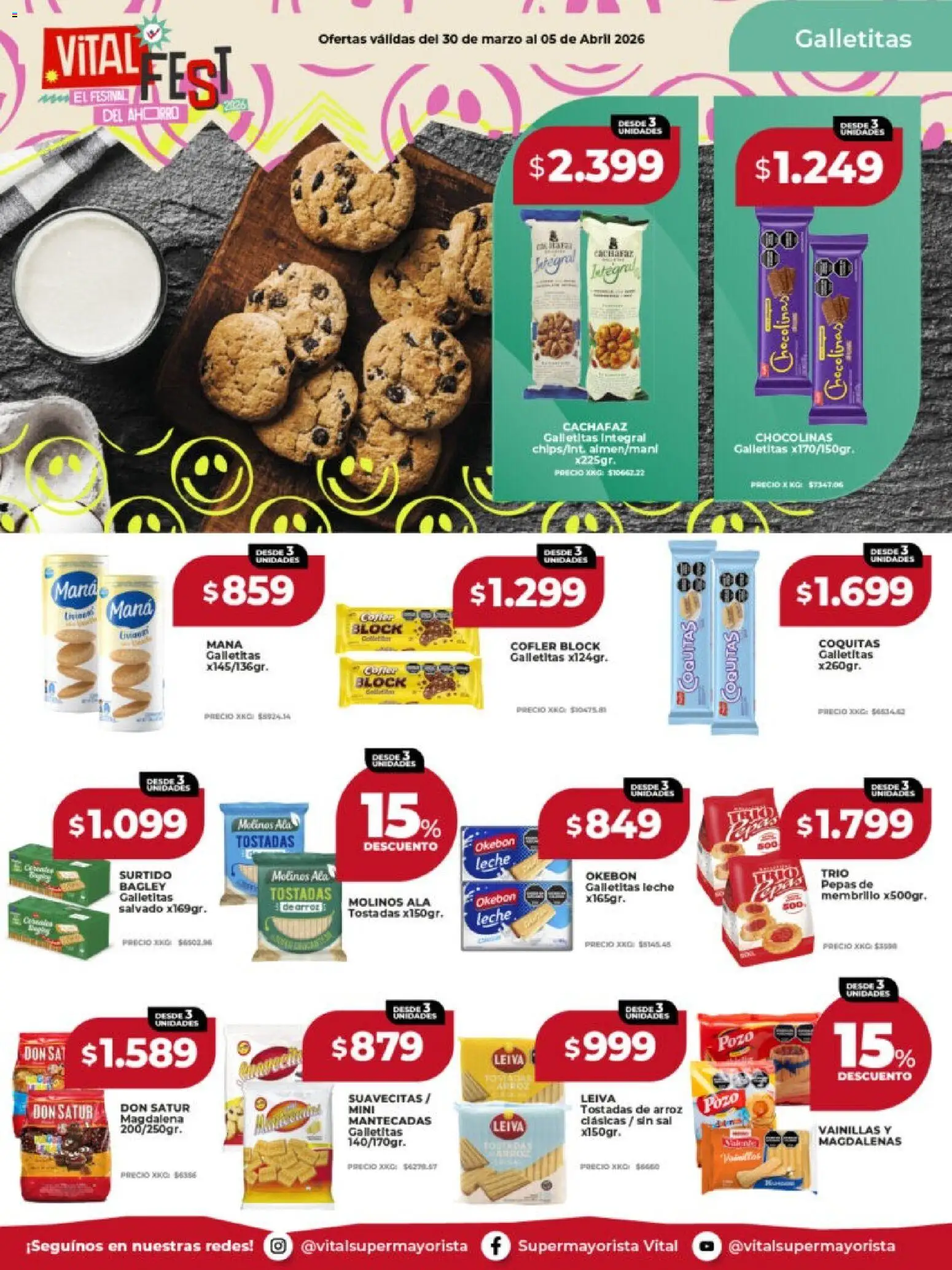 Vital -Ofertas - Laferrere  │ válido desde el 30.03.2026 | Página: 19 | Productos: Galletitas, Sal, Magdalena, Arroz