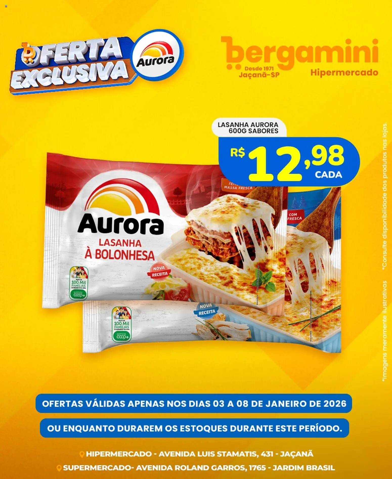 Supermercado Bergamini Folheto - válido de 03.01.2026 | Página: 3 | Produtos: Massa, Lasanha
