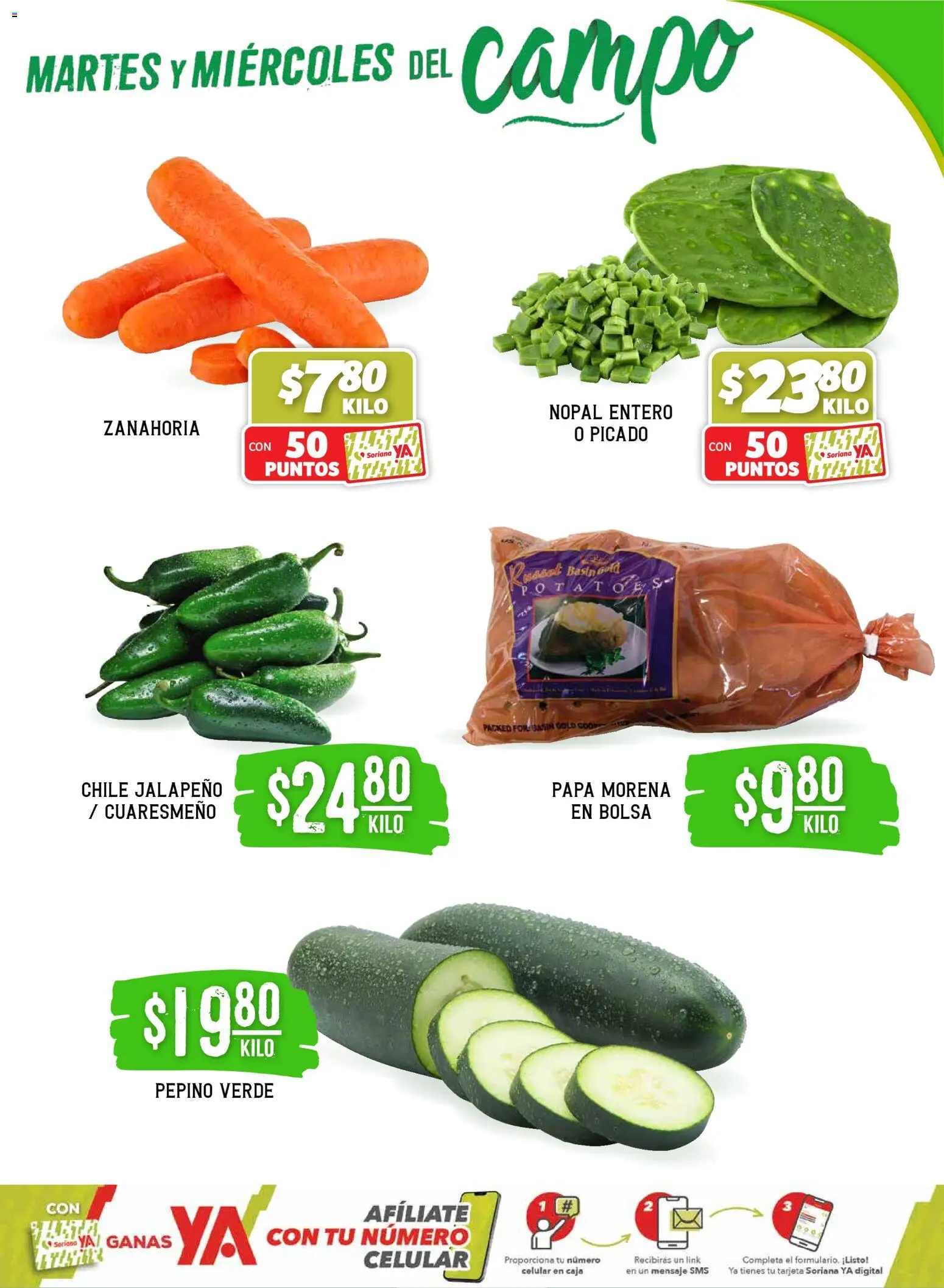 Nuevas ofertas de Soriana válidas en toda la República Mexicana desde el 24.02.2026. ¡Encuentra las mejores ofertas en Soriana - Martes y Miércoles del Campo Súper: Saltillo y Torreón! | Página: 3 | Productos: Papa, Bolsa, Caja, Zanahoria