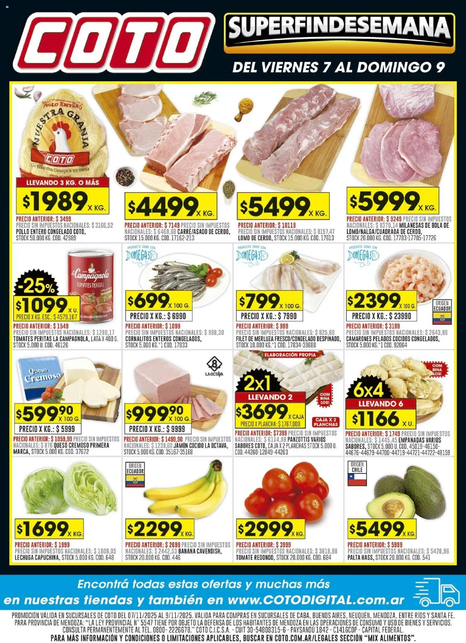 Coto - Mix │ válido desde el 07.11.2025 | Página: 1 | Productos: Caja, Jamón cocido, Palta, Tomates