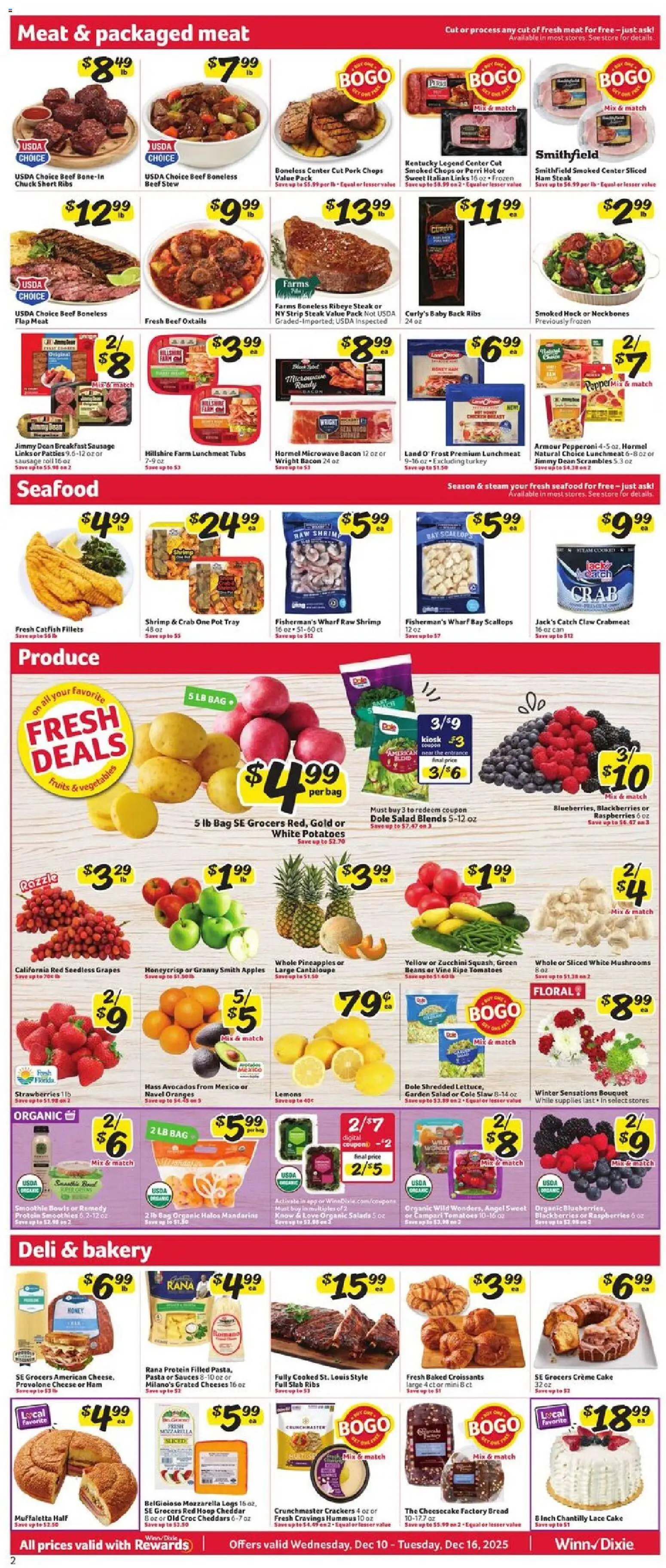 Winn Dixie Weekly Ad - valid from 10.12.2025 | Page: 2 | Products: Bread, Apples, Oranges, Pasta