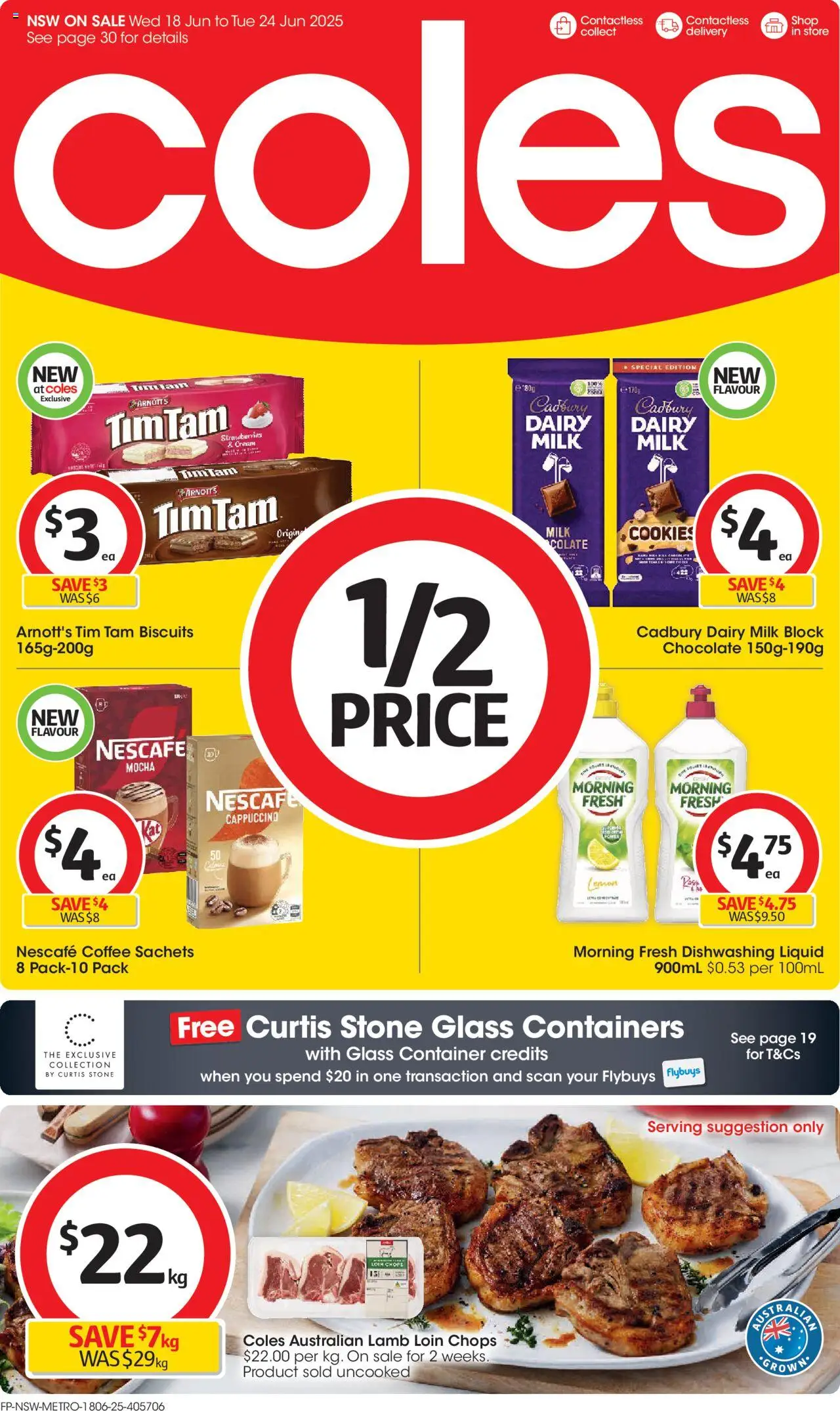 Coles catalogue - valid from 18.06.2025 | Page: 1 | Products: Milk, Lamb, Biscuits, Lemon