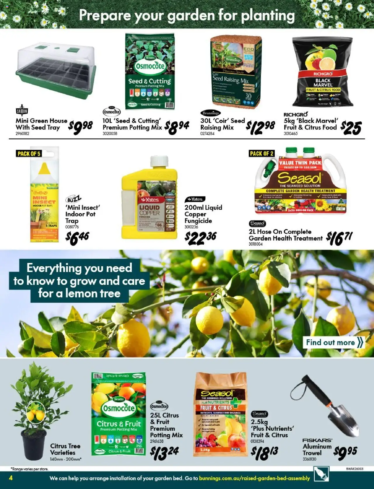Bunnings Warehouse catalogue - valid from 10.09.2025 | Page: 4 | Products: Pot, Water, Lemon, Nutrients