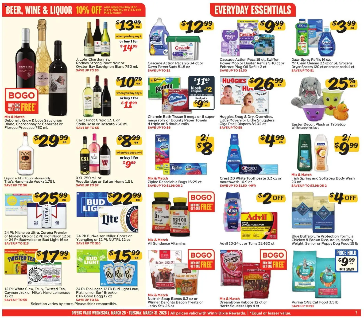 Winn Dixie Weekly Circular - FL - valid from 25.03.2026 | Page: 7 | Products: Dog Food, Pads, Body Wash, UPS