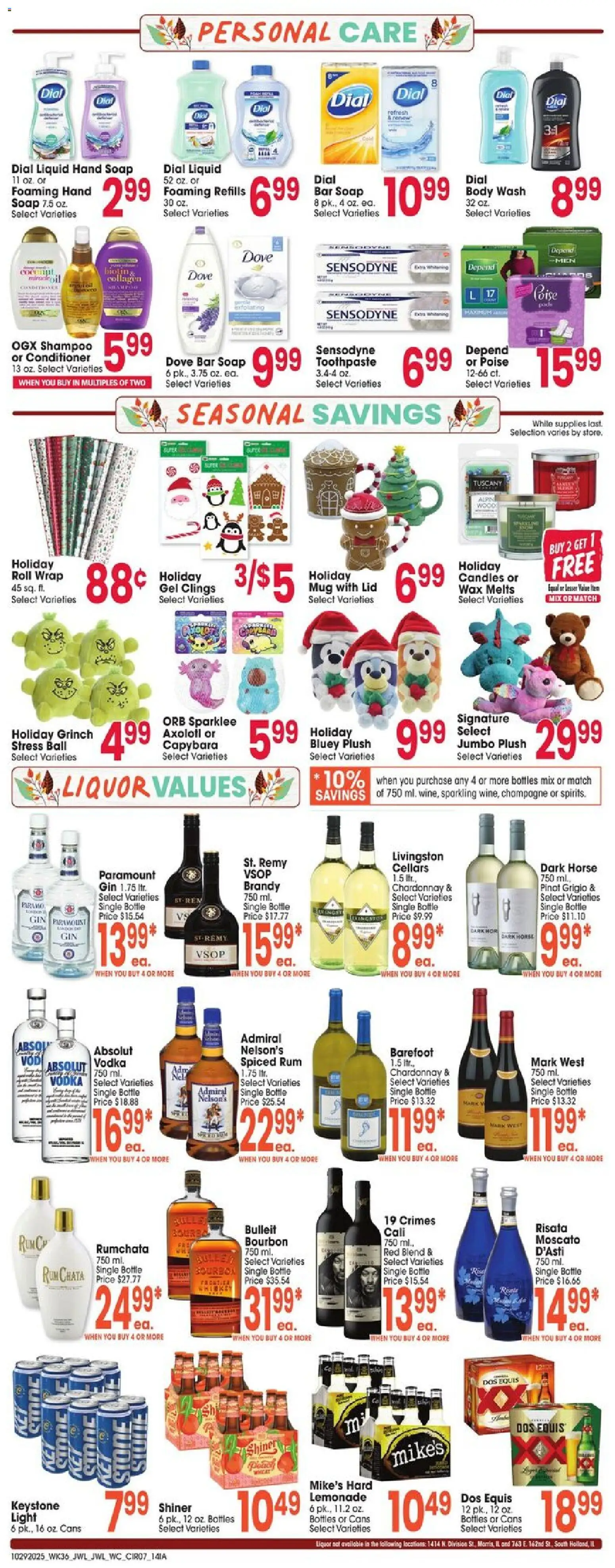 Jewel Osco Weekly Ad - IA - valid from 29.10.2025 | Page: 7 | Products: Shampoo, Toothpaste, Bourbon, Bar Soap