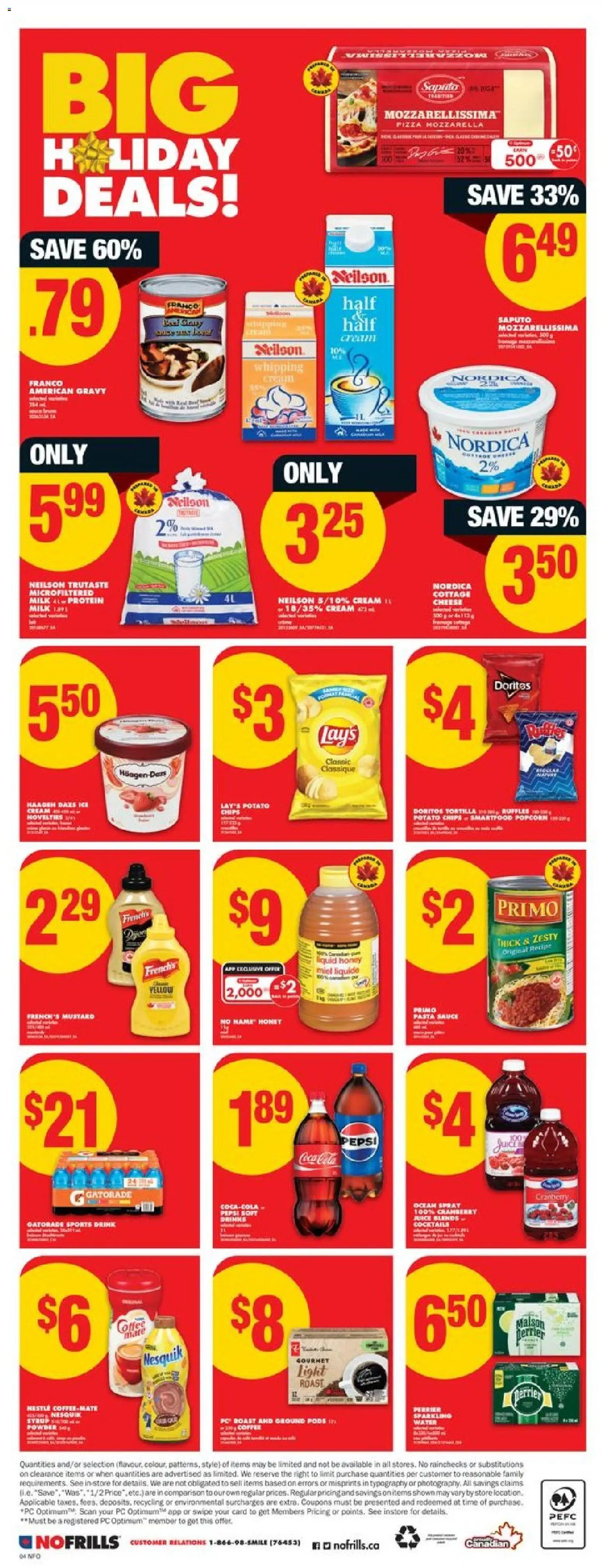 No Frills flyer valid from 27.11.2025 | Page: 4 | Products: Pasta, Coffee, Pizza, Juice