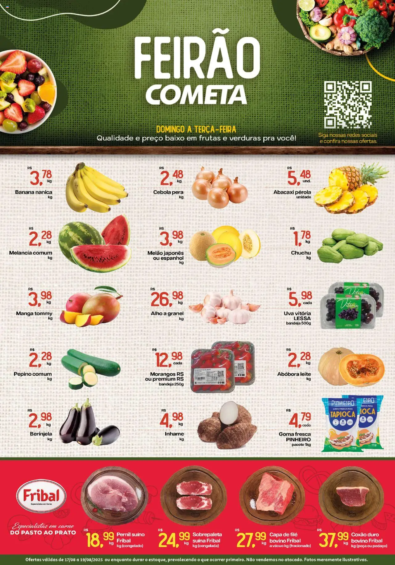 Cometa Supermercados Folheto - válido de 17.08.2025 | Página: 1 | Produtos: Pera, Cebola, Inhame, Bandeja