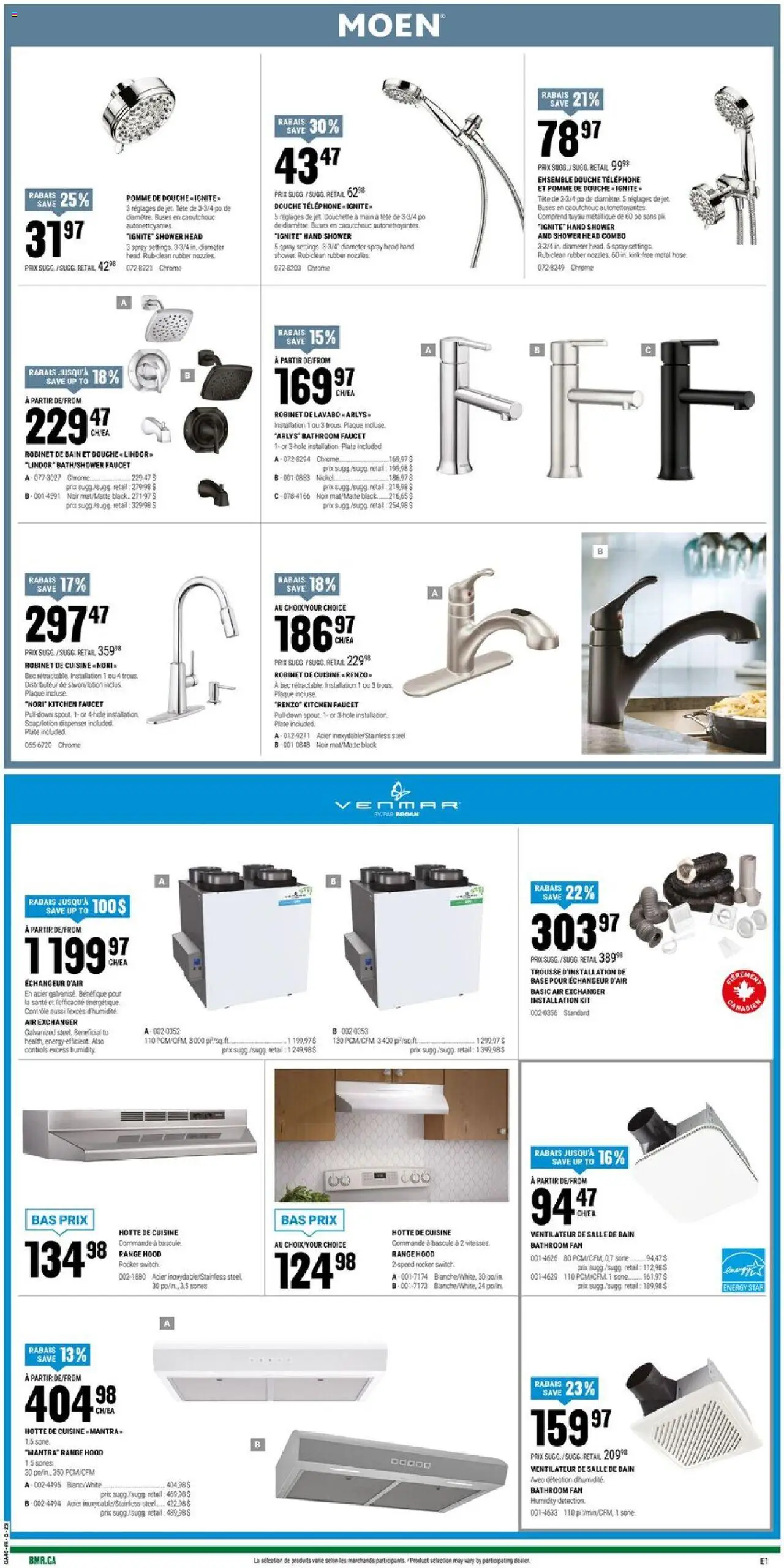 BMR flyer valid from 25.09.2025 | Page: 4 | Products: Range hood, Fan, Shower