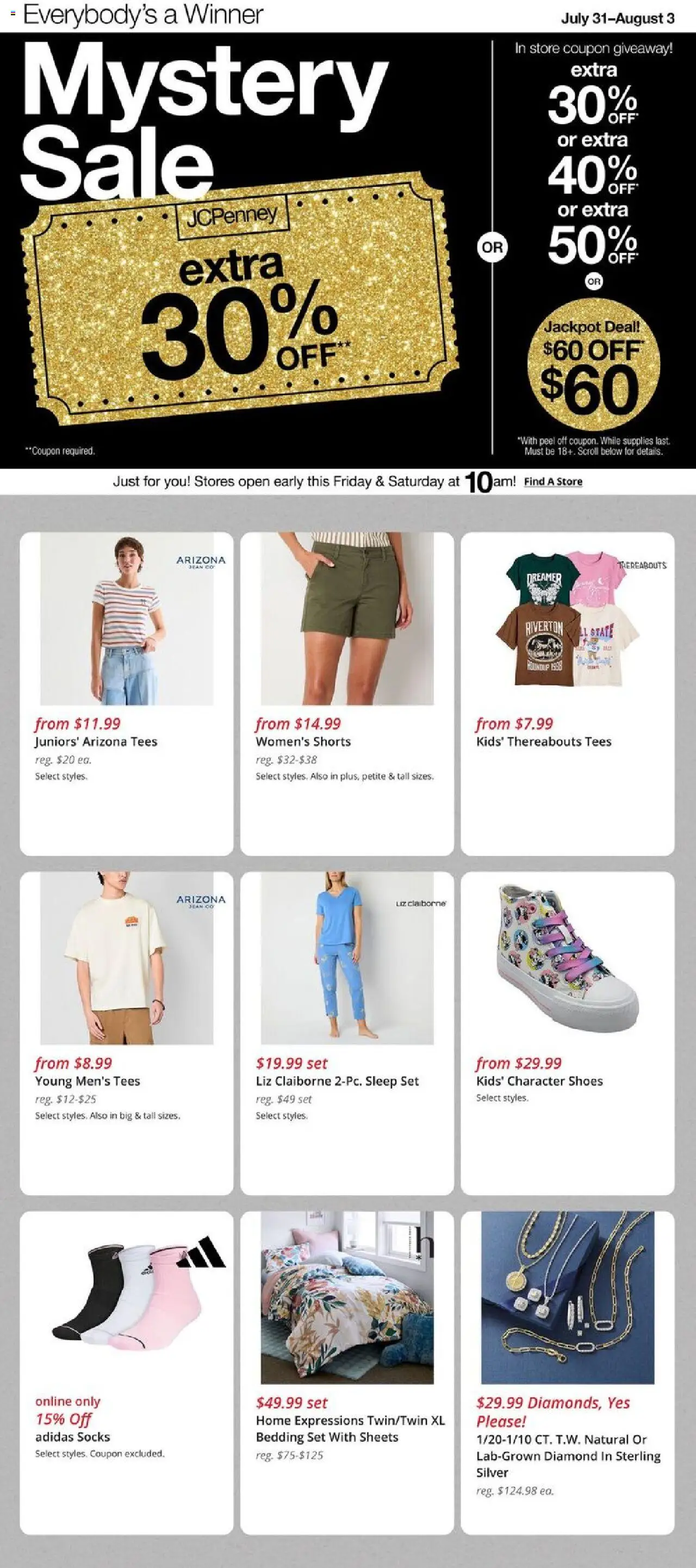 JCPenney Weekly Ad - valid from 31.07.2025 | Page: 1 | Products: Shorts, Socks