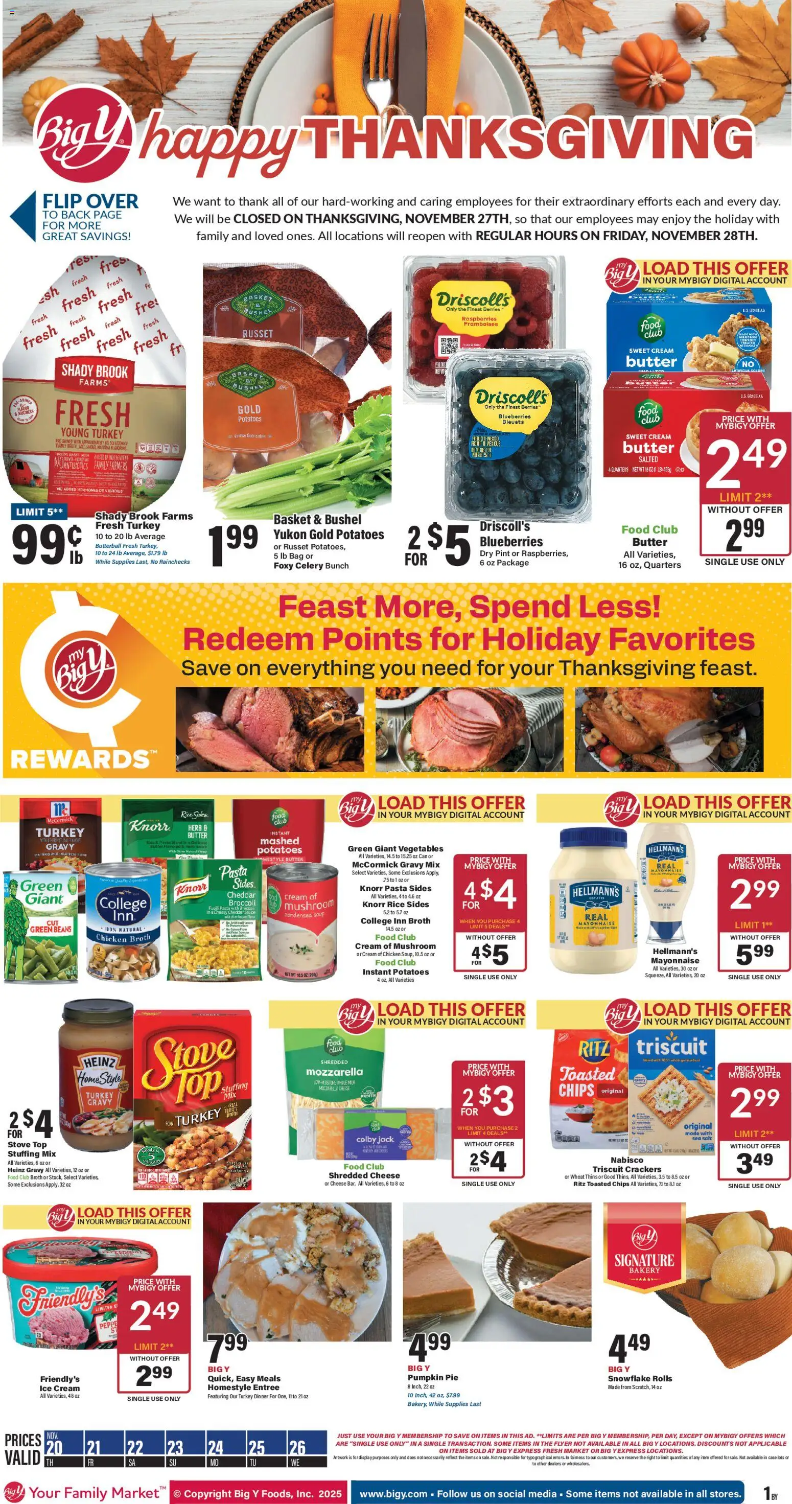 Big Y Weekly Ad - valid from 20.11.2025 | Page: 1 | Products: Broccoli, Salt, Pumpkin, Case