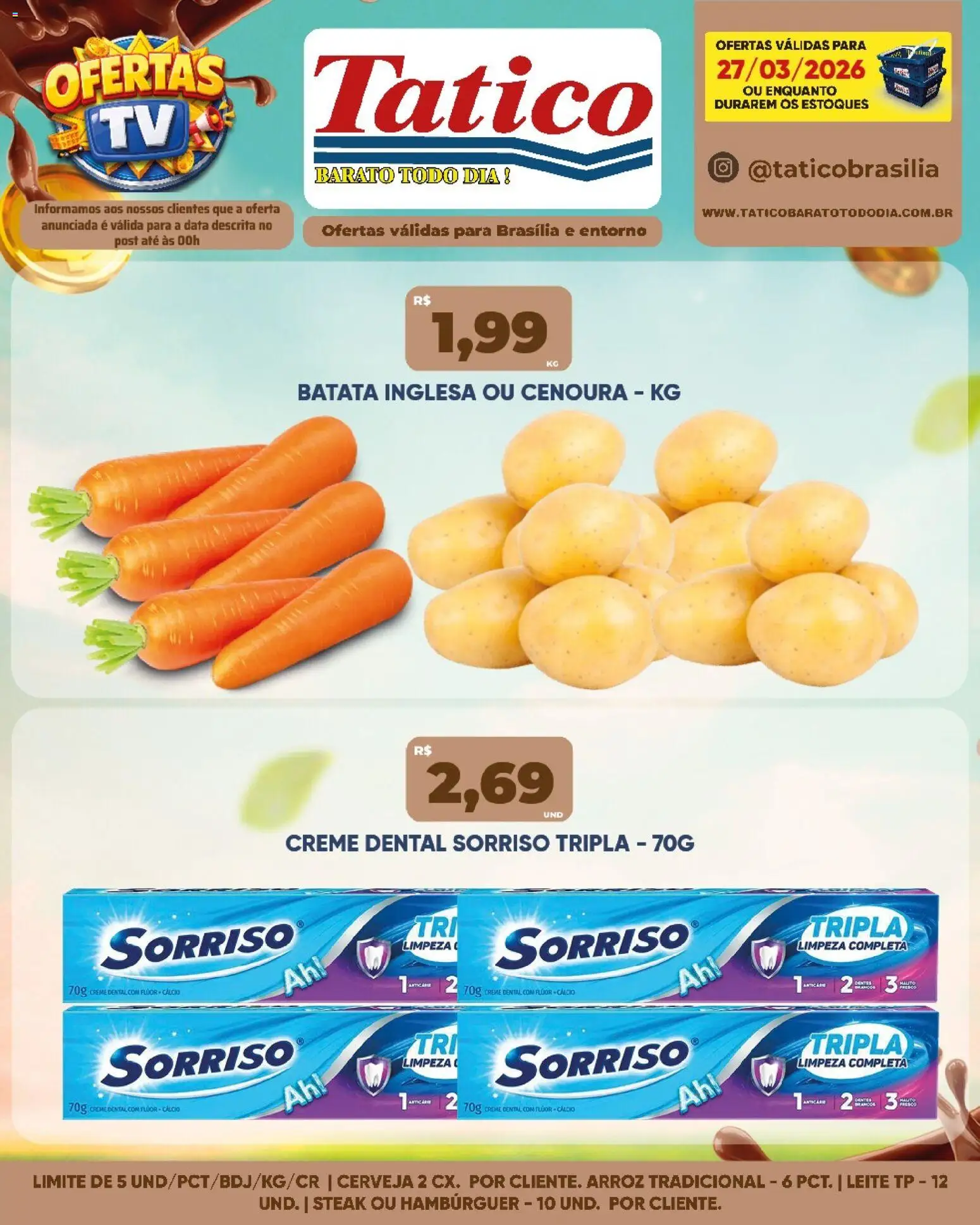 Tatico Folheto - válido de 27.03.2026 | Página: 2 | Produtos: Arroz, Hambúrguer, Batata, Creme dental