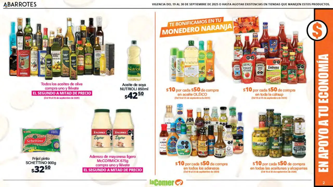 Nuevas ofertas de La Comer válidas en toda la República Mexicana desde el 19.09.2025. ¡Encuentra las mejores ofertas en La Comer - Folleto! | Página: 2 | Productos: Aderezo, Aceitunas, Aceite, Té