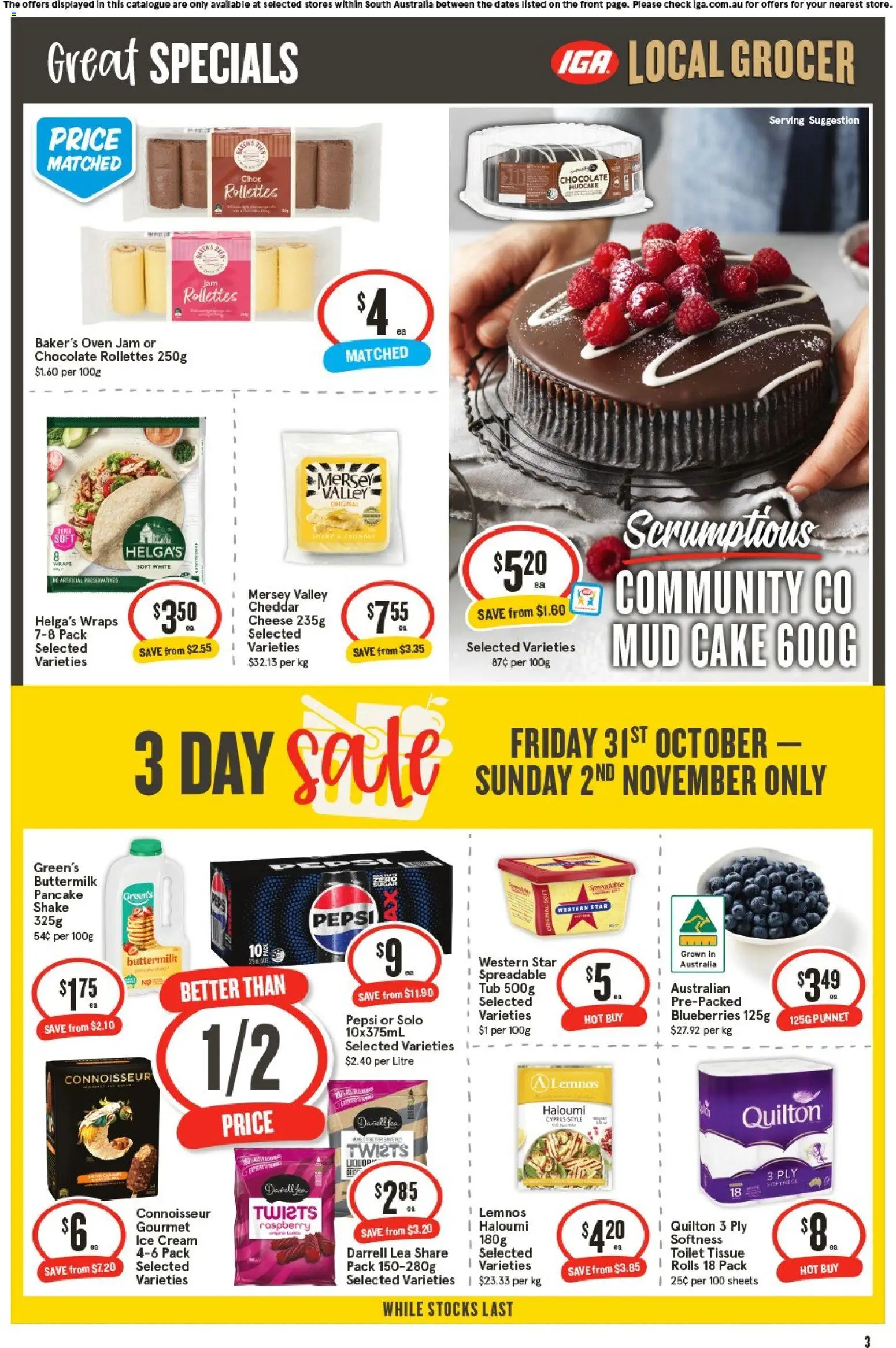 IGA catalogue - valid from 29.10.2025 | Page: 3 | Products: Toilet, Cheese, Cream, Oven