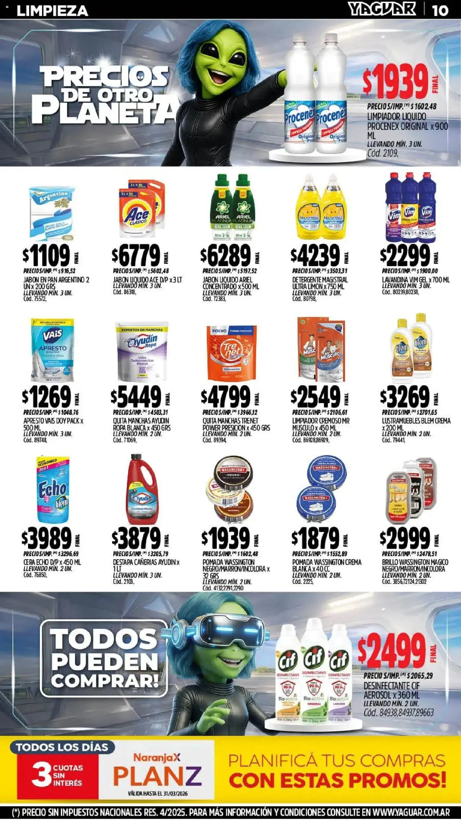 Yaguar - Oferta Semanal Misiones │ válido desde el 02.03.2026 | Página: 10 | Productos: Lavandina, Pomada, Polvo, Detergente