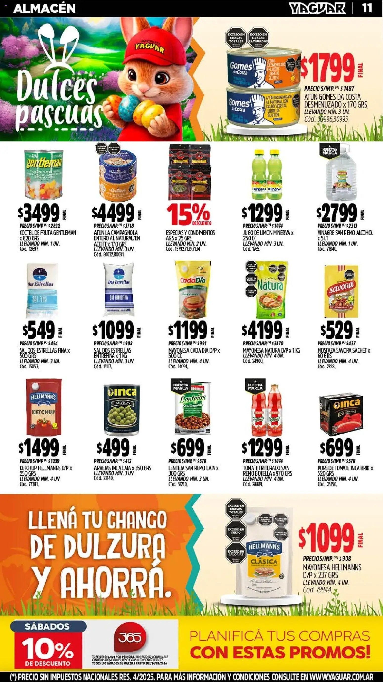 Yaguar - Oferta Semanal Trelew │ válido desde el 23.03.2026 | Página: 11 | Productos: Atún, Tomate, Limón, Jugo