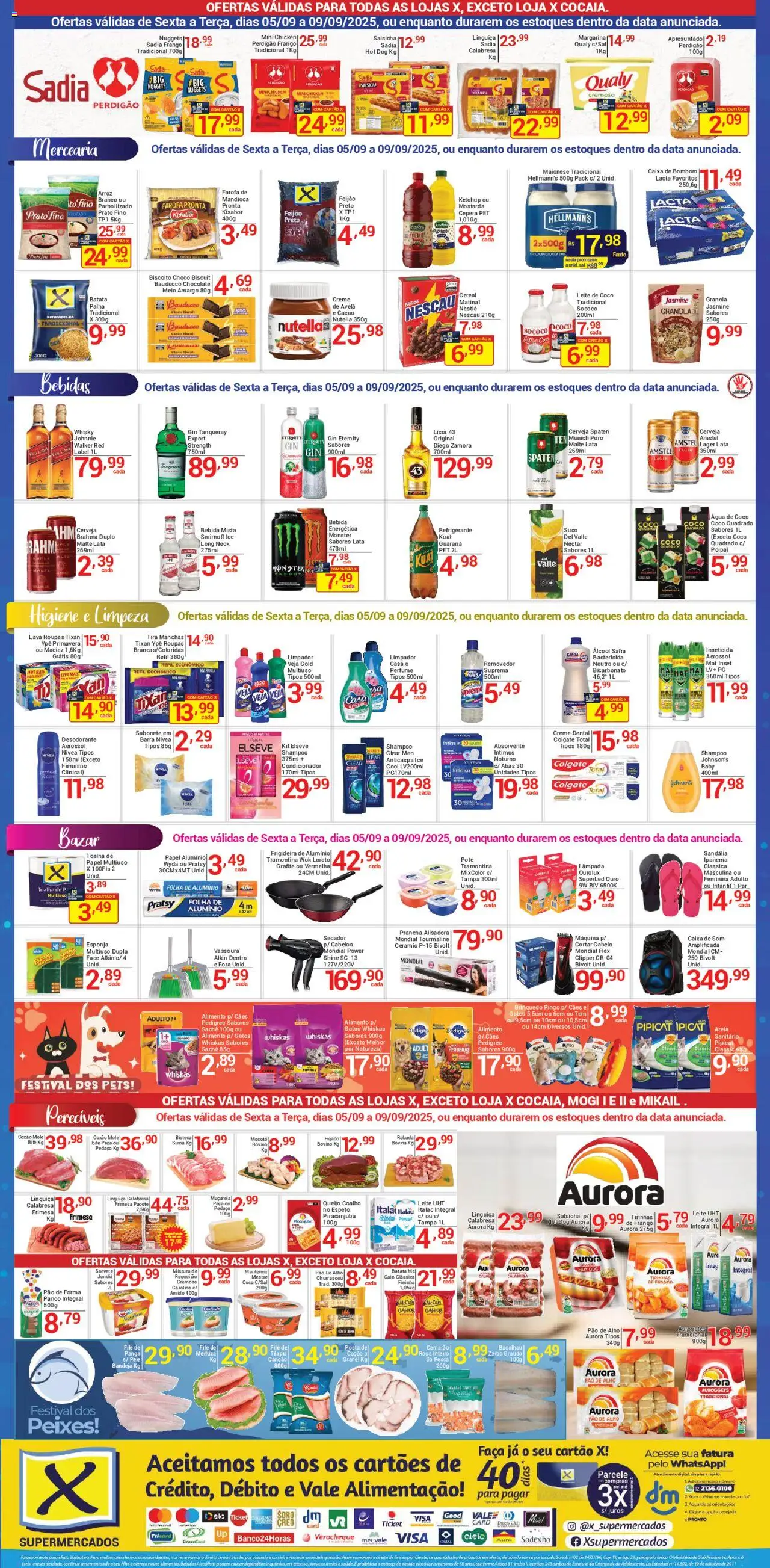 X Supermercados Folheto - válido de 05.09.2025 | Página: 2 | Produtos: Linguiça, Chocolate, Granola, Refrigerante