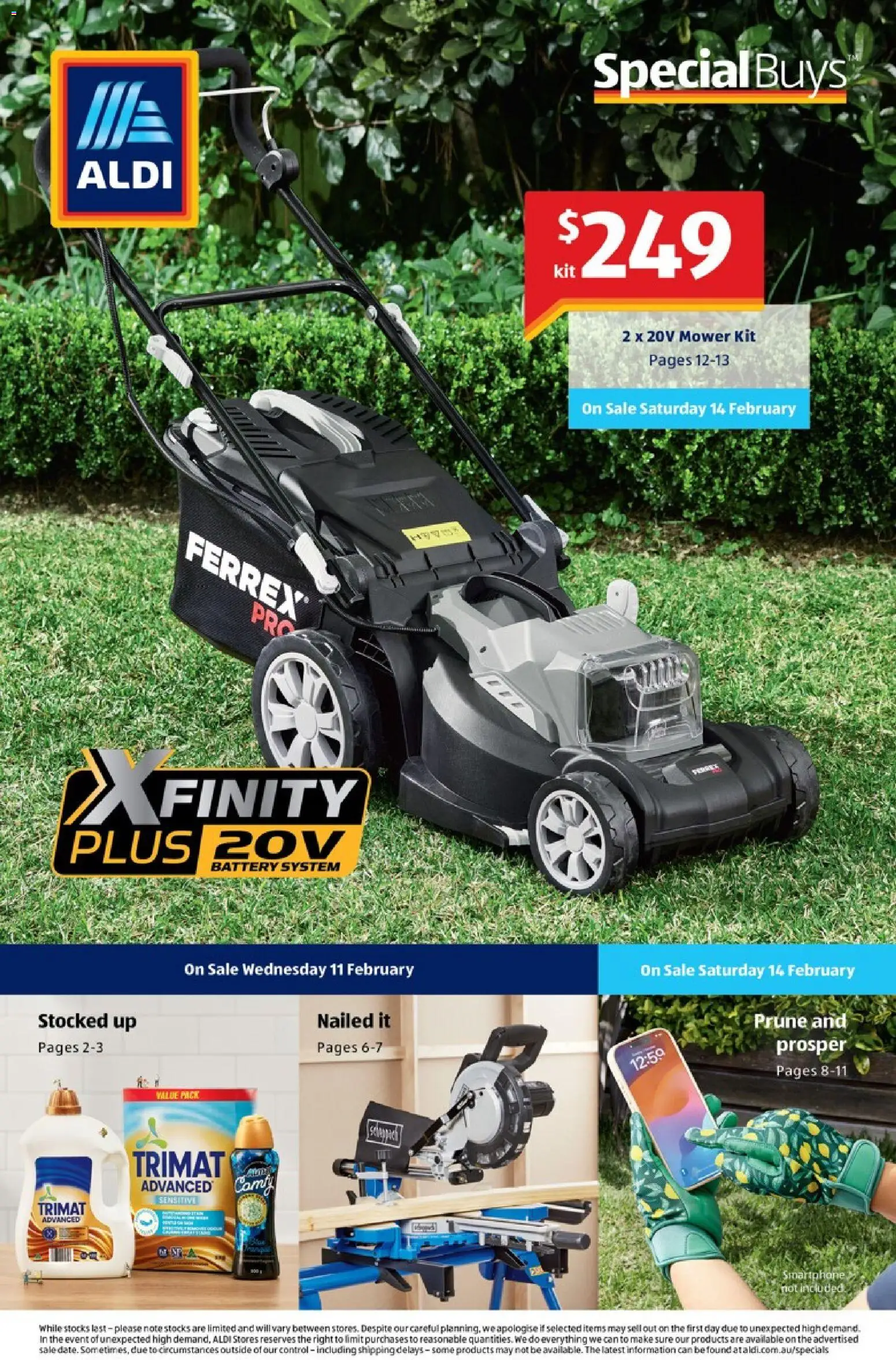 Aldi catalogue - valid from 11.02.2026 | Page: 1 | Products: Battery, Smartphone, Mower