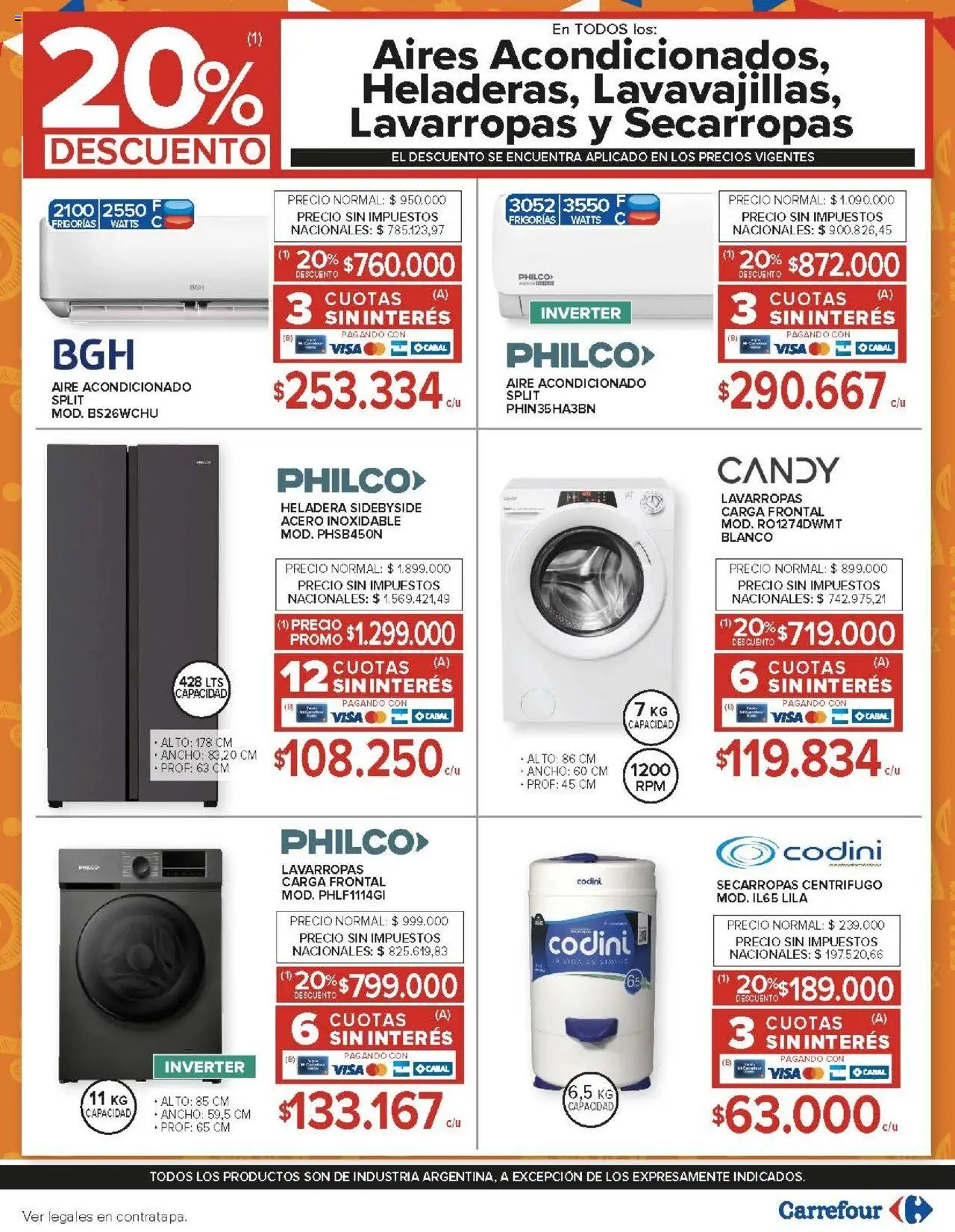 Carrefour ofertas - Córdoba │ válido desde el 19.08.2025 | Página: 25 | Productos: Aire acondicionado, Lavarropas, Heladera
