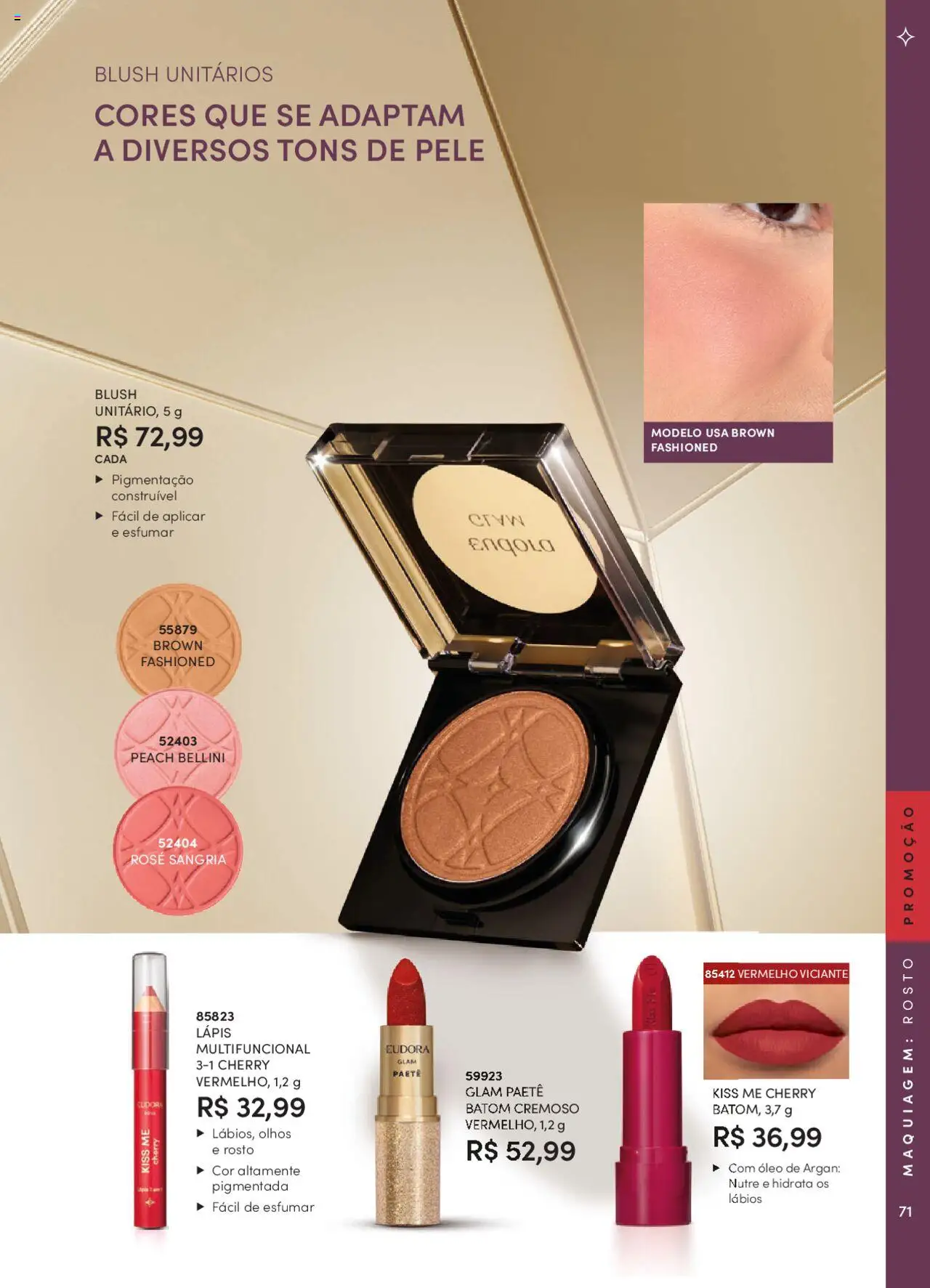 Eudora Folheto - válido de 07.10.2025 | Página: 71 | Produtos: Blush, Batom, Multifuncional, Lápis