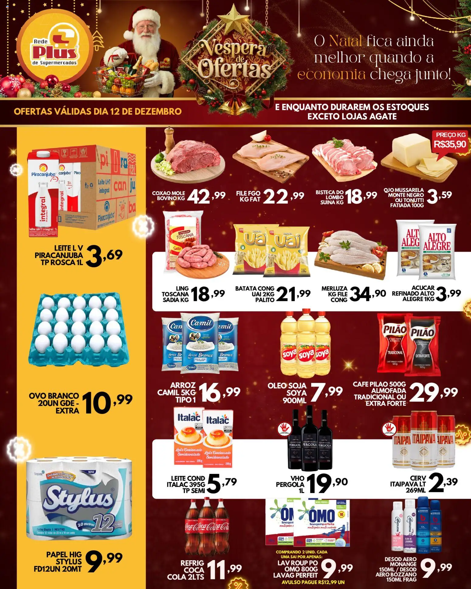 Rede Plus Supermercados Folheto - válido de 12.12.2025 | Página: 1 | Produtos: Cola, Leite, Açúcar, Mussarela