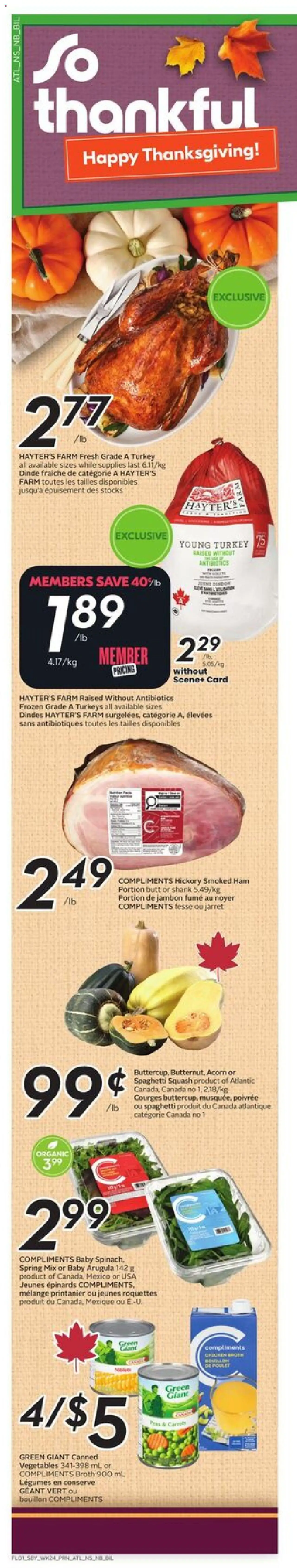 Sobeys flyer valid from 09.10.2025 | Page: 2 | Products: Turkey, Ham, Chicken
