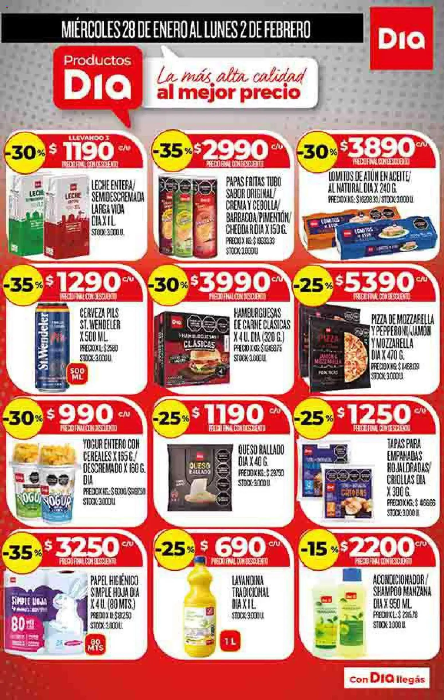 Dia - Ofertas - Todas las tiendas - al mejor precio │ válido desde el 28.01.2026 | Página: 1 | Productos: Lavandina, Atún, Manzana, Queso