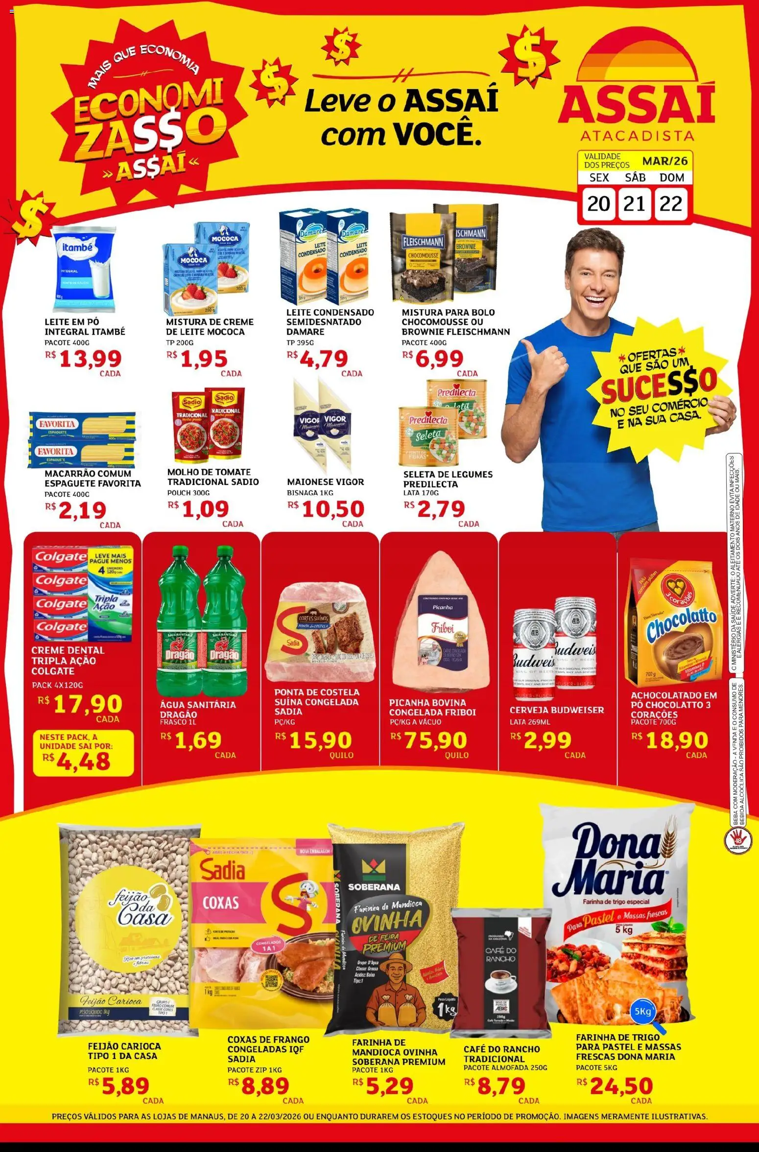 Assaí Atacadista Folheto - válido de 20.03.2026 | Página: 1 | Produtos: Maionese vigor, Macarrão, Frango, Leite condensado