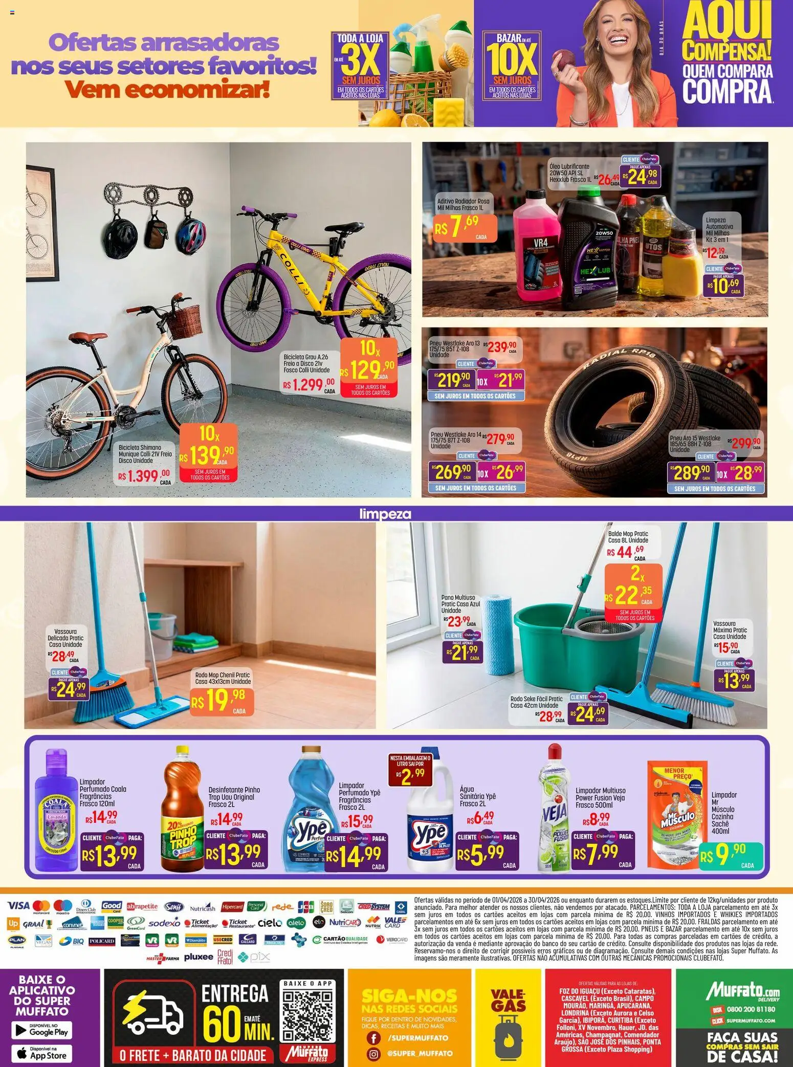 Super Muffato Folheto - válido de 01.04.2026 | Página: 2 | Produtos: Pneu, Faca, Óleo, Desinfetante