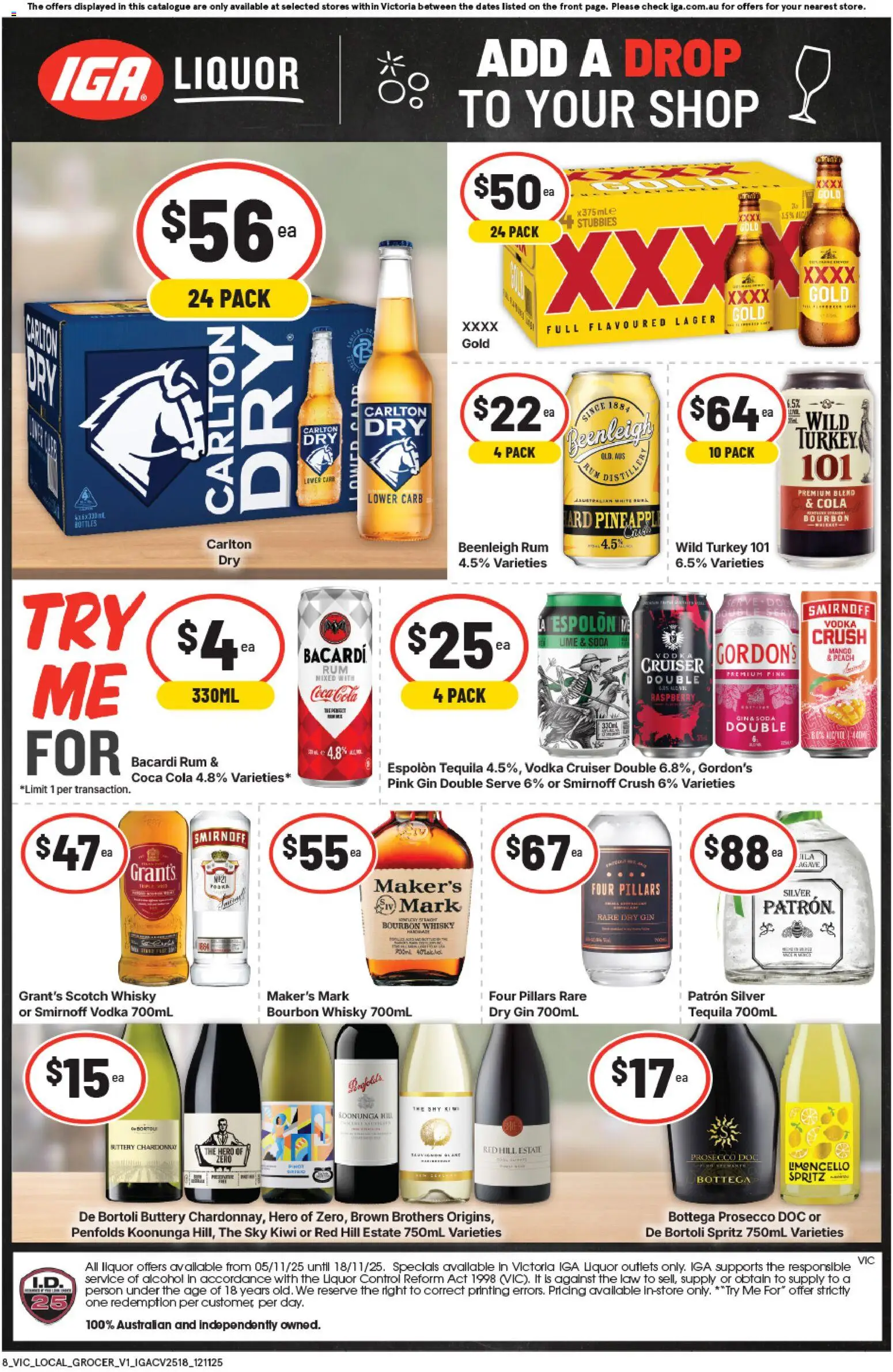 IGA catalogue - valid from 12.11.2025 | Page: 2 | Products: Bourbon, Vodka, Peach, Lime