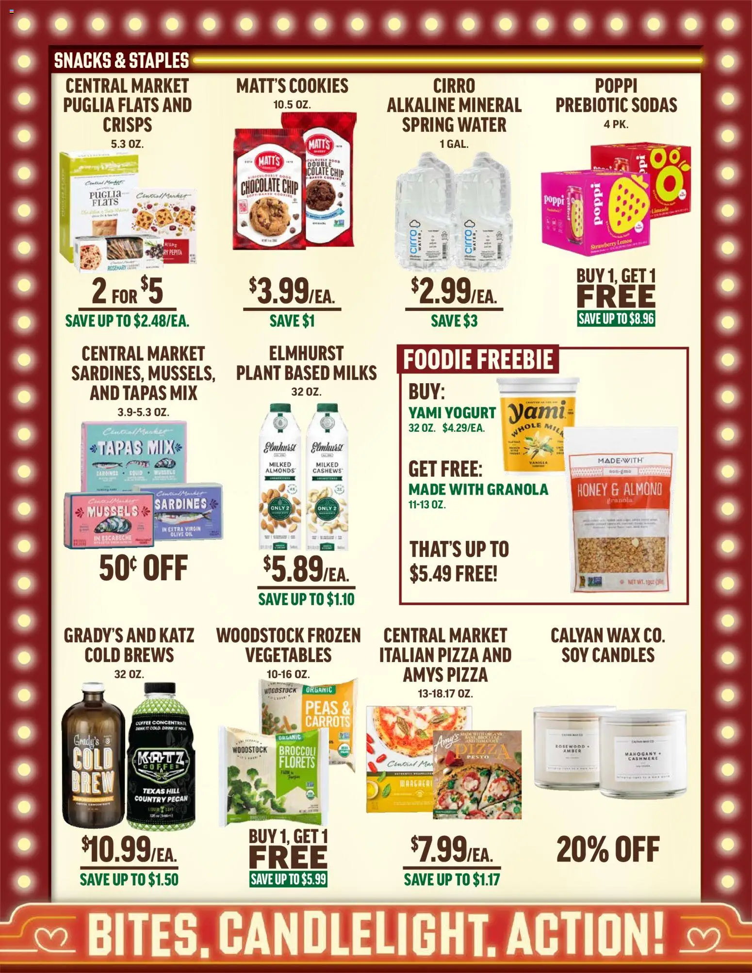 Central Market Weekly Ad - valid from 11.02.2026 | Page: 4 | Products: Pizza, Water, Lemon, Chocolate Chip