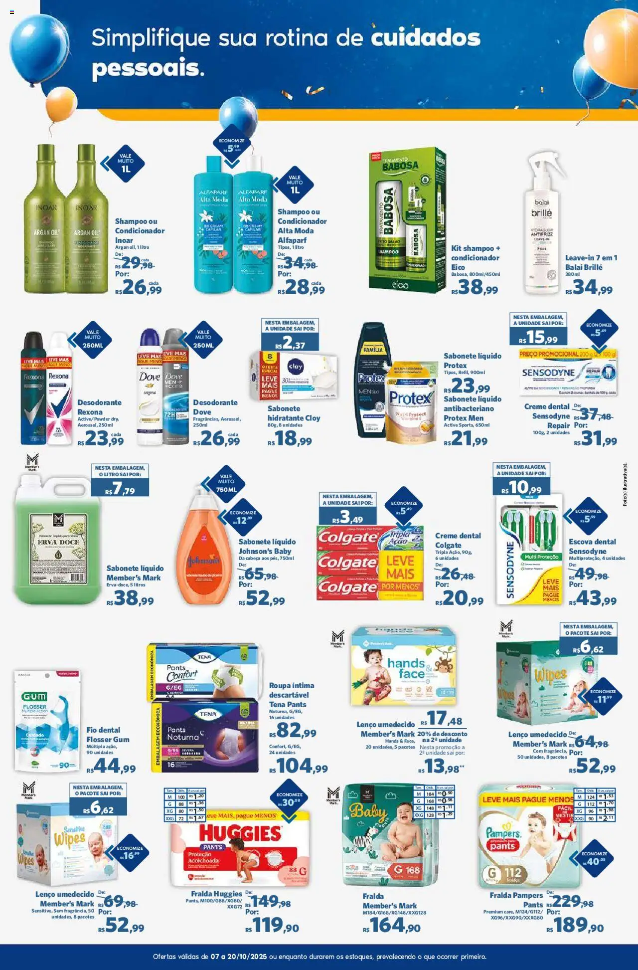 Sam's Club Folheto - válido de 07.10.2025 | Página: 13 | Produtos: Fralda pampers, Escova, Creme dental, Sabonete líquido