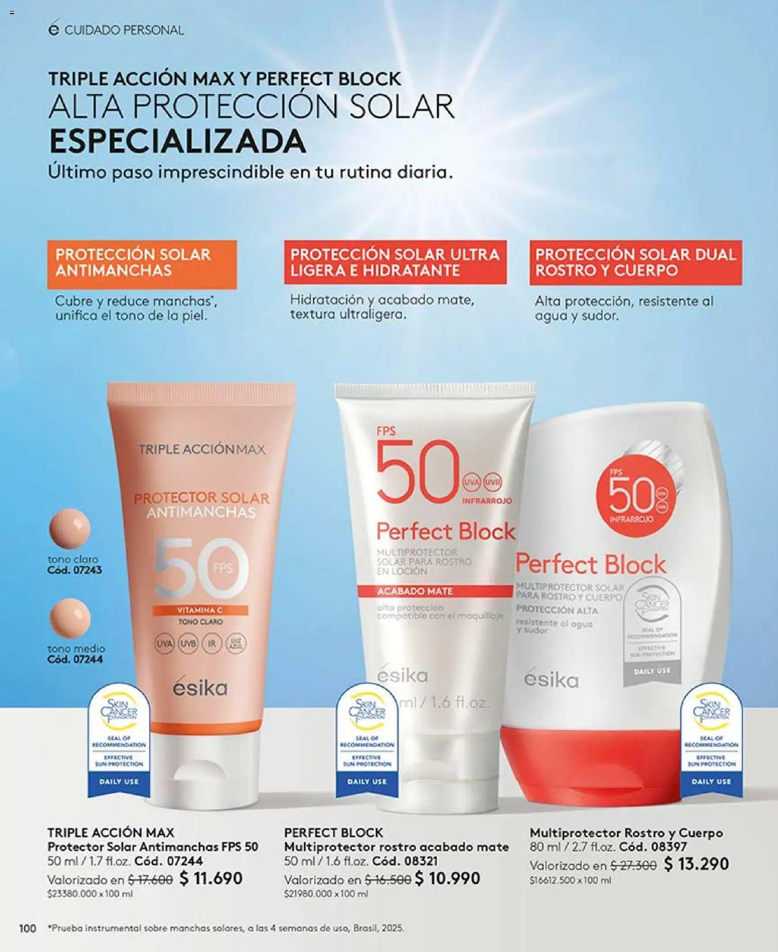 Catálogo Ésika Campaña 7 │ válido desde el 18.04.2026 | Página: 112 | Productos: Loción, Mate, Protector solar, Sobre