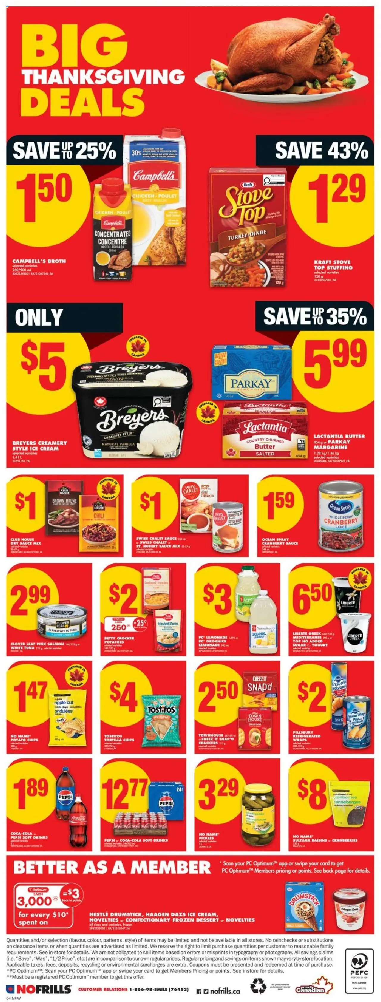 No Frills flyer valid from 02.10.2025 | Page: 4 | Products: Fish, Stove, Butter, Yogurt