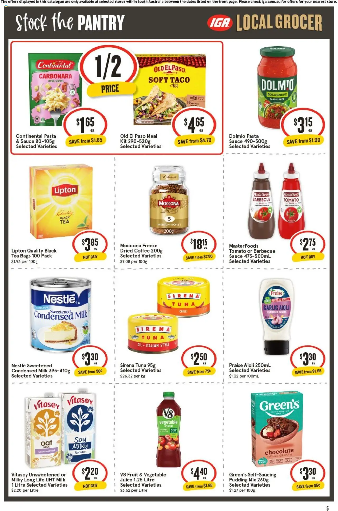 IGA catalogue - valid from 22.10.2025 | Page: 5 | Products: Oil, Pasta, Moccona, Oven
